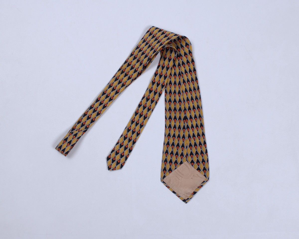 Designer × Vintage × Yves Saint Laurent DIOR Vintage Gold Yellow Geometric Silk Tie Size ONE SIZE - 2 Thumbnail