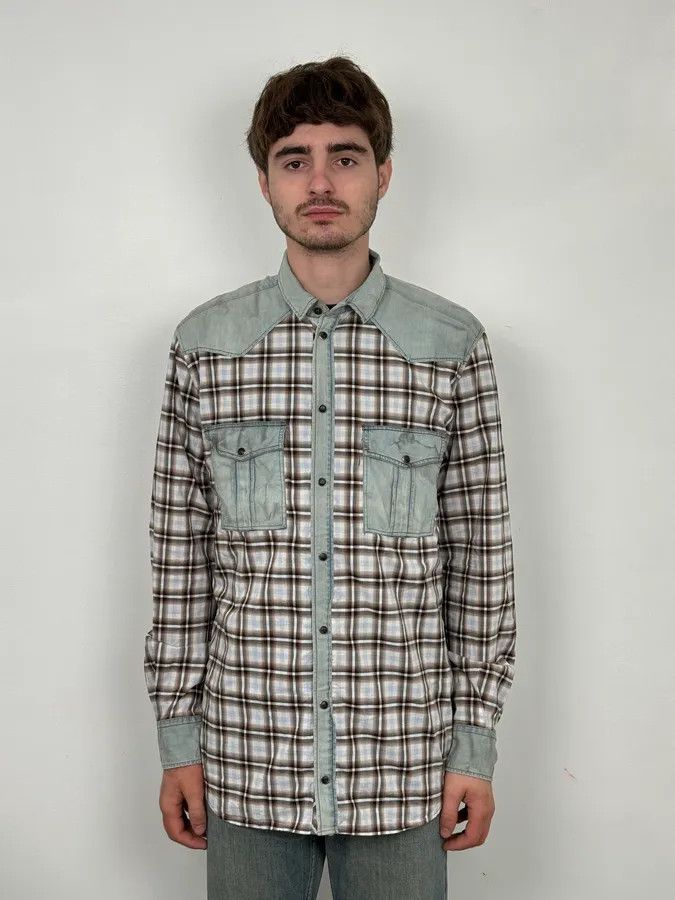 Dolce & Gabbana 2000s Dolce & Gabbana Cargo Hybrid Checkered Brown & White Shirt Size US M / EU 48-50 / 2 - 2 Thumbnail