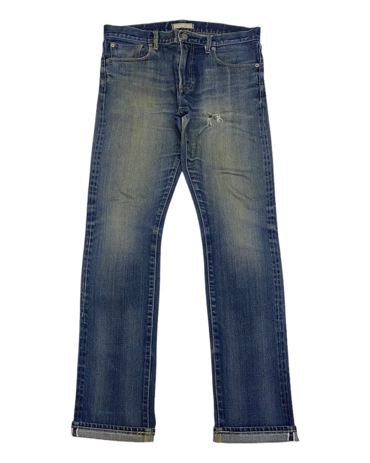 VINTAGE UNIQLO SELVEDGE DISTRESSED DENIM SLIM SKINNY JEANS