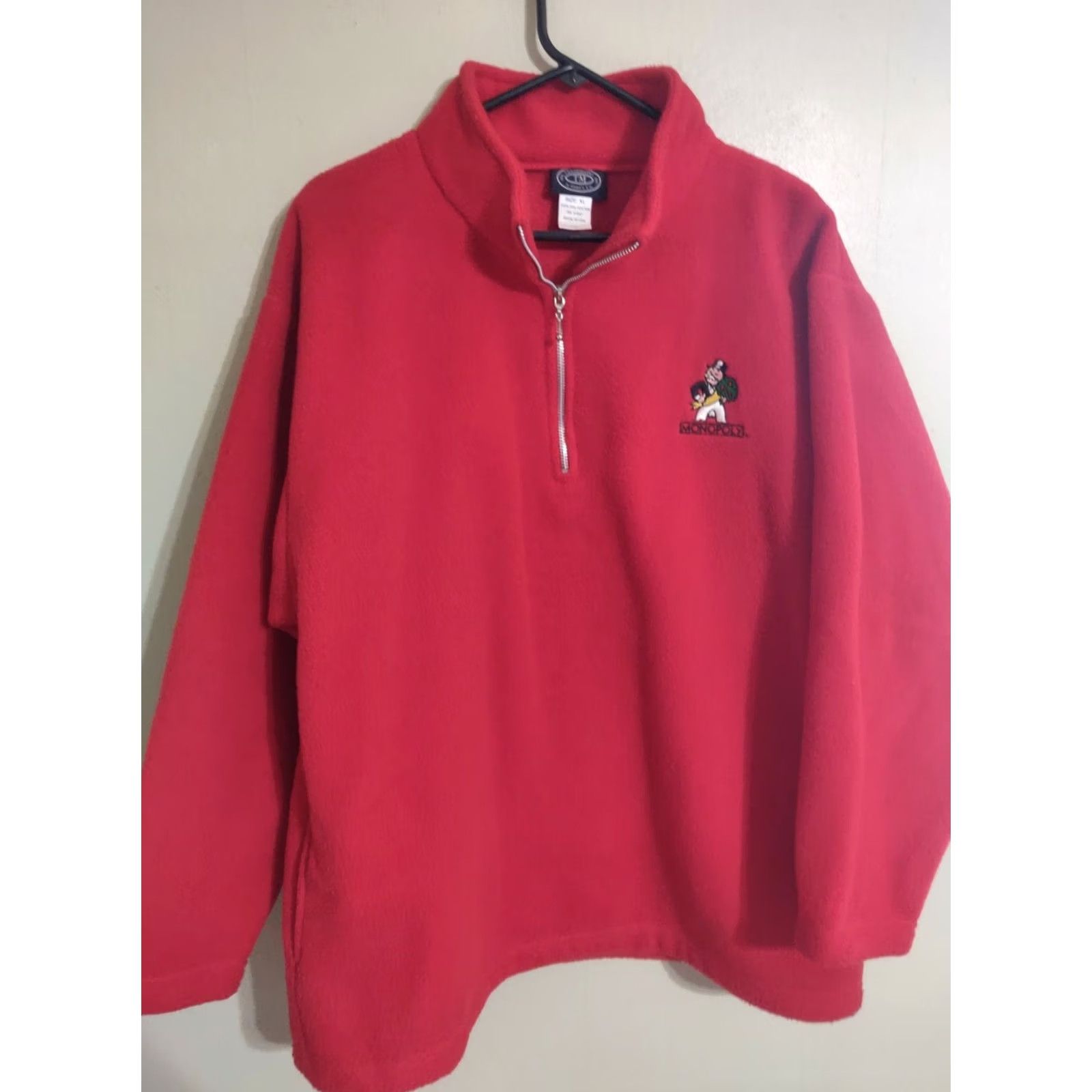 Parker VINTAGE Monopoly Man Parker Bros USA Red Fleece Pullover Jacket - Men's XLarge Size US XL / EU 56 / 4 - 2 Thumbnail