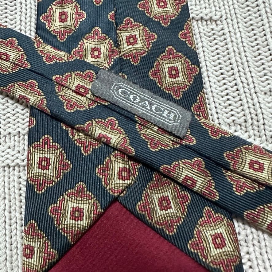 Coach Vintage Coach black geometric Italian silk tie Size ONE SIZE - 3 Thumbnail