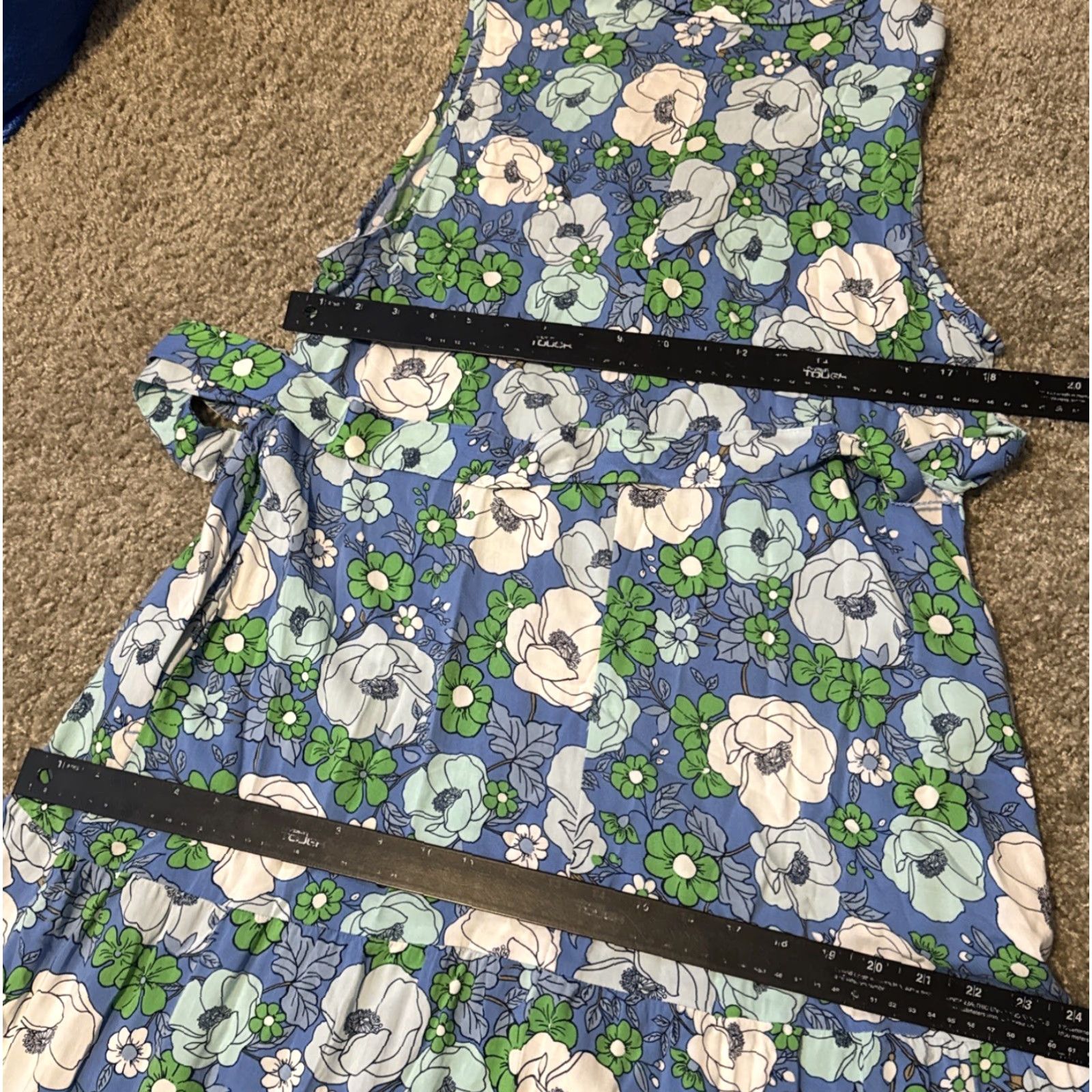 Croft & Barrow Croft & Barrow Blue White Flower Sleeveless Full Button Front Body Length Dress Women L Blue Floral A-Line Long Dress Size L / US 10 / IT 46 - 7 Thumbnail