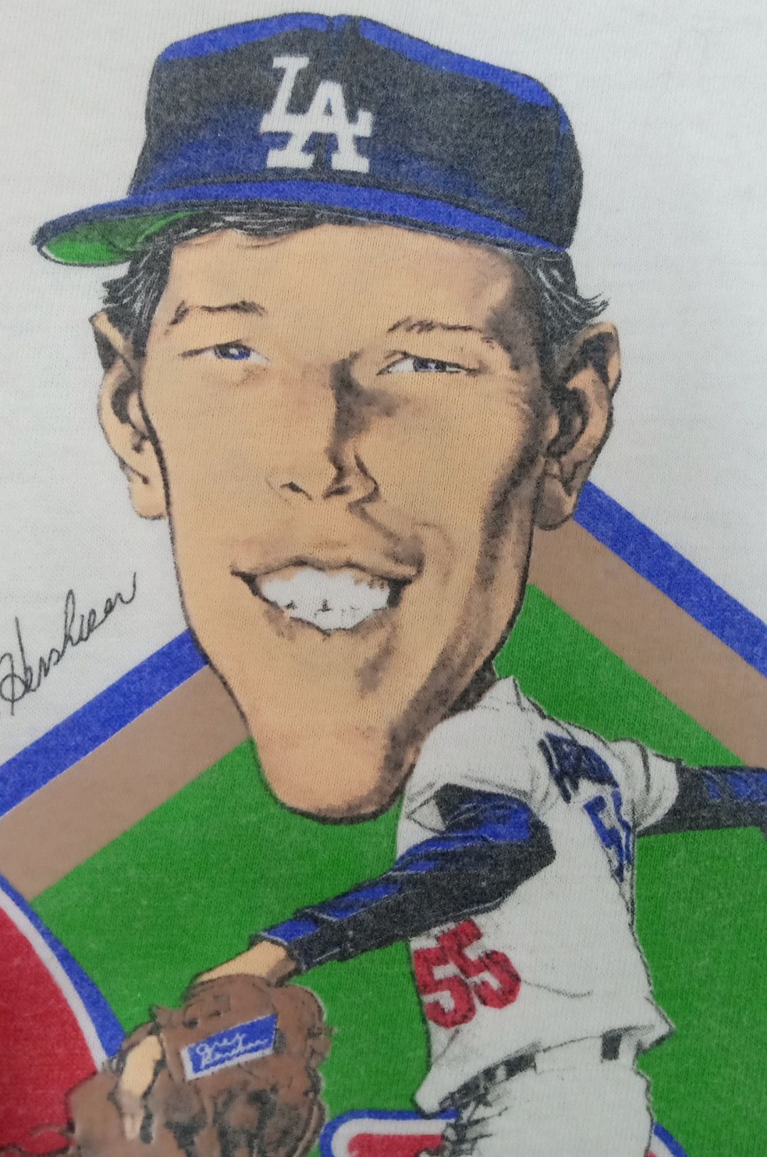 MLB Vintage 80s Orel Hershiser MLB LA Dodgers T-shirt Size US XL / EU 56 / 4 - 12 Thumbnail