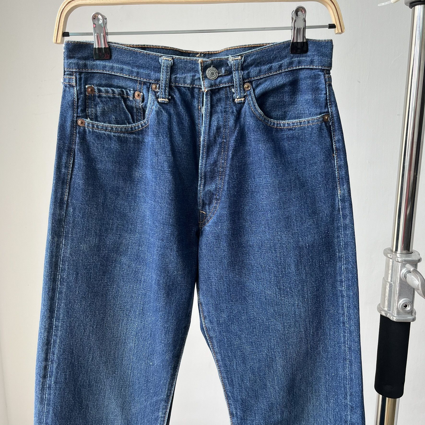 Denime Size 27x32.5 Vintage 90s Denime Big E Redline Jeans S1520 Size US 27 - 2 Thumbnail