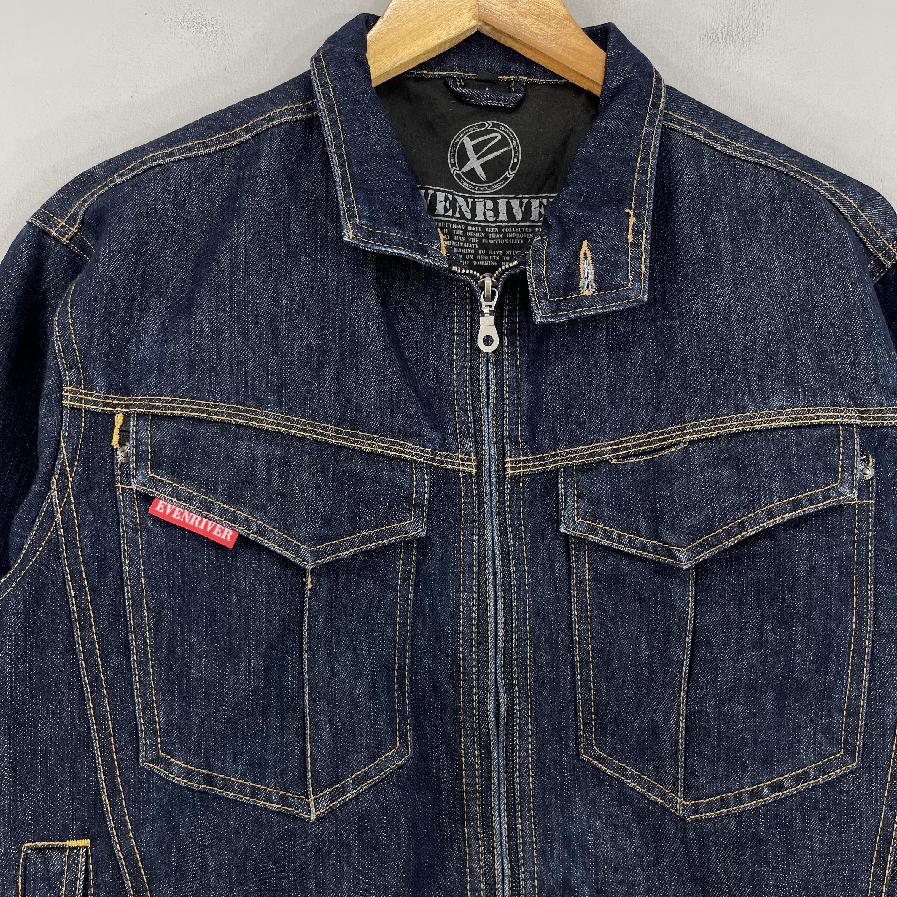 Japanese Brand × Vintage VintageENRIVER Denim Trucker Zipper Dark Washed Jacket Size US M / EU 48-50 / 2 - 2 Thumbnail