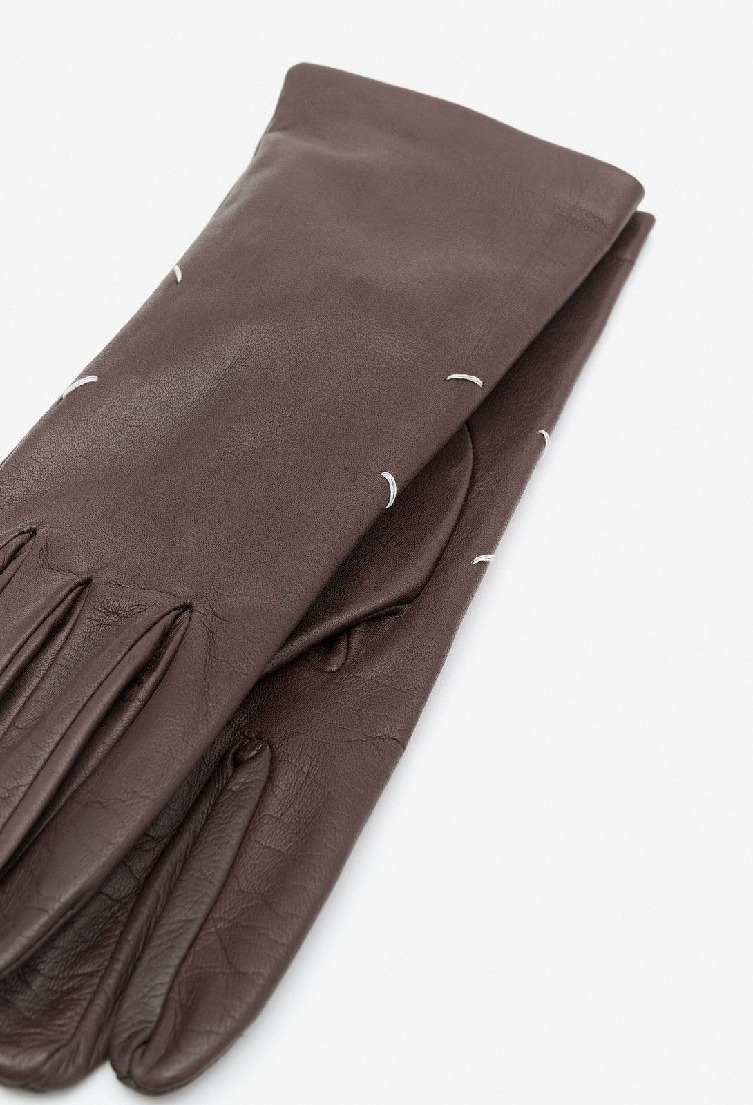 Maison Margiela Last Maison Margiela Brown Leather Four Stitches Gloves Size ONE SIZE - 4 Thumbnail