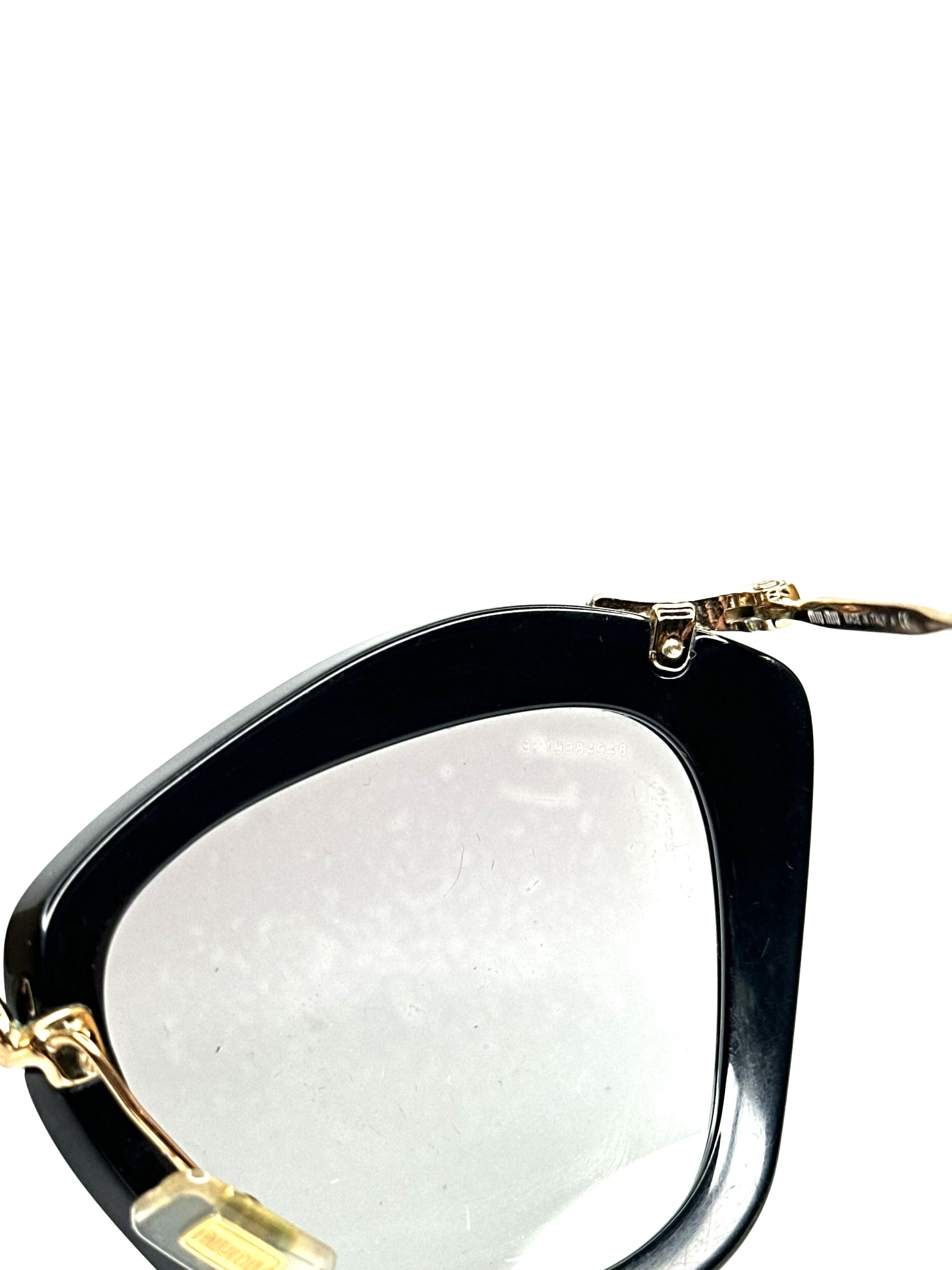 Miu Miu Miu Miu cateye black gold slim designer sunglasses Size ONE SIZE - 6 Thumbnail