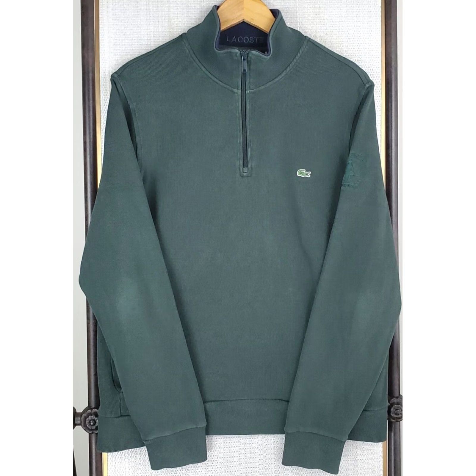 Lacoste LACOSTE 1/4 Zip Pullover XL Mens Golf Casual Green - Cog Hill Dubsdread Logo Embroidered, 100% Cotton Sweater/Sweatshirt Size US XL / EU 56 / 4 - 4 Thumbnail