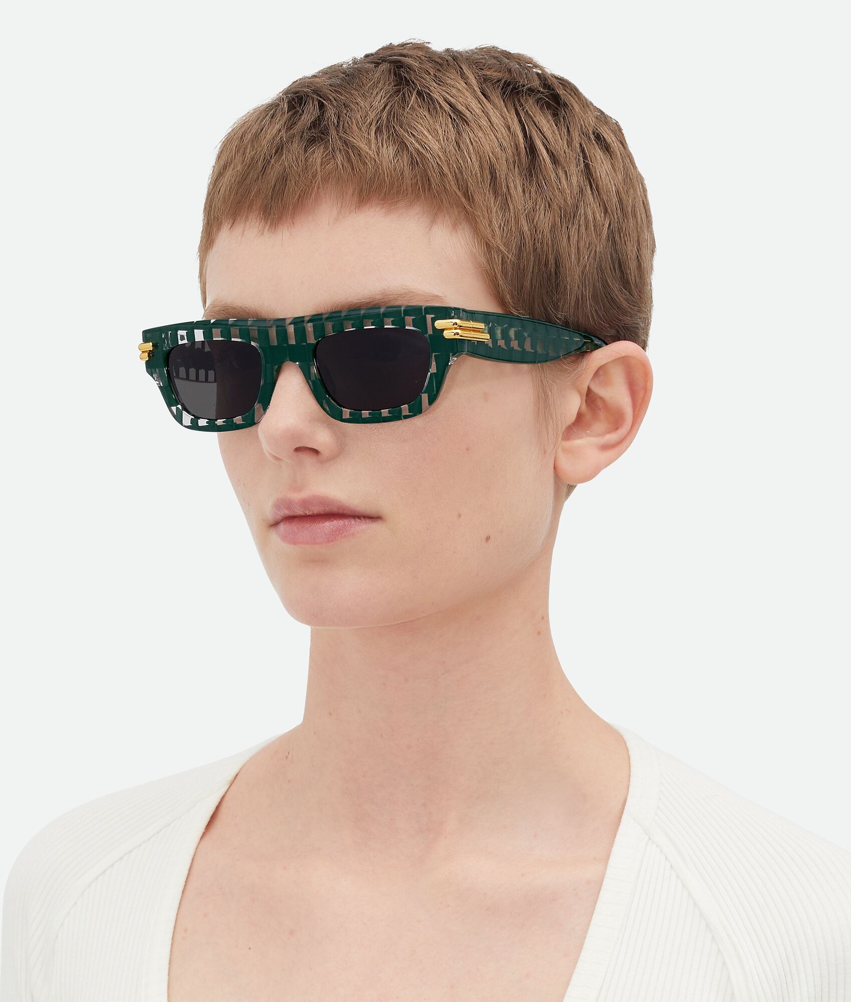 Bottega Veneta o1w1db10126 Size: OS / Mitre Square Sunglasses in Green Size ONE SIZE - 2 Thumbnail