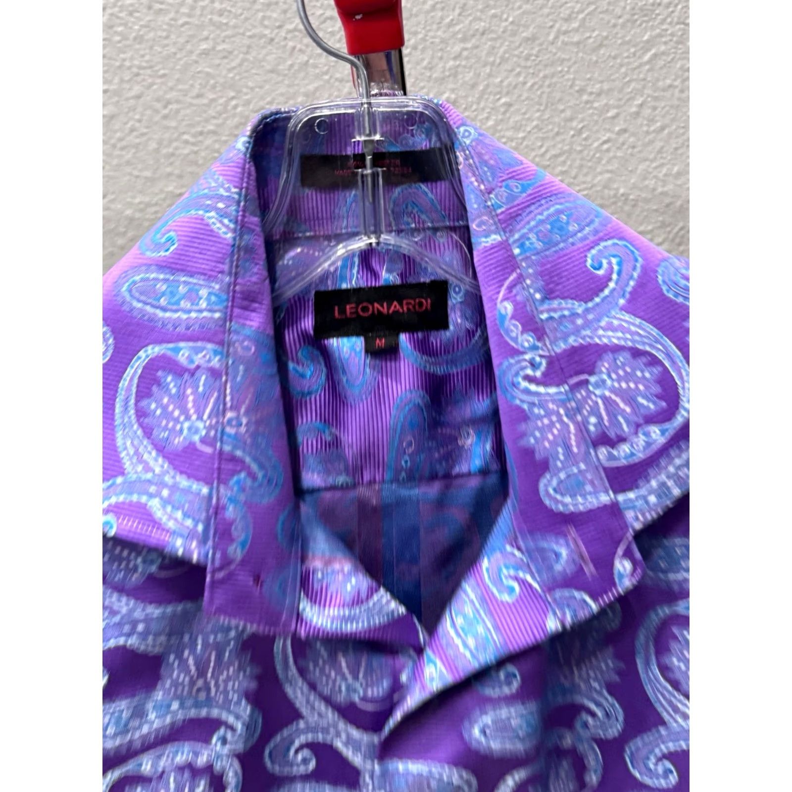 Vintage MINT Leonardi Lavender Blue Paisley LONG SLEEVE SHIRT Medium M Mens Size US M / EU 48-50 / 2 - 4 Thumbnail