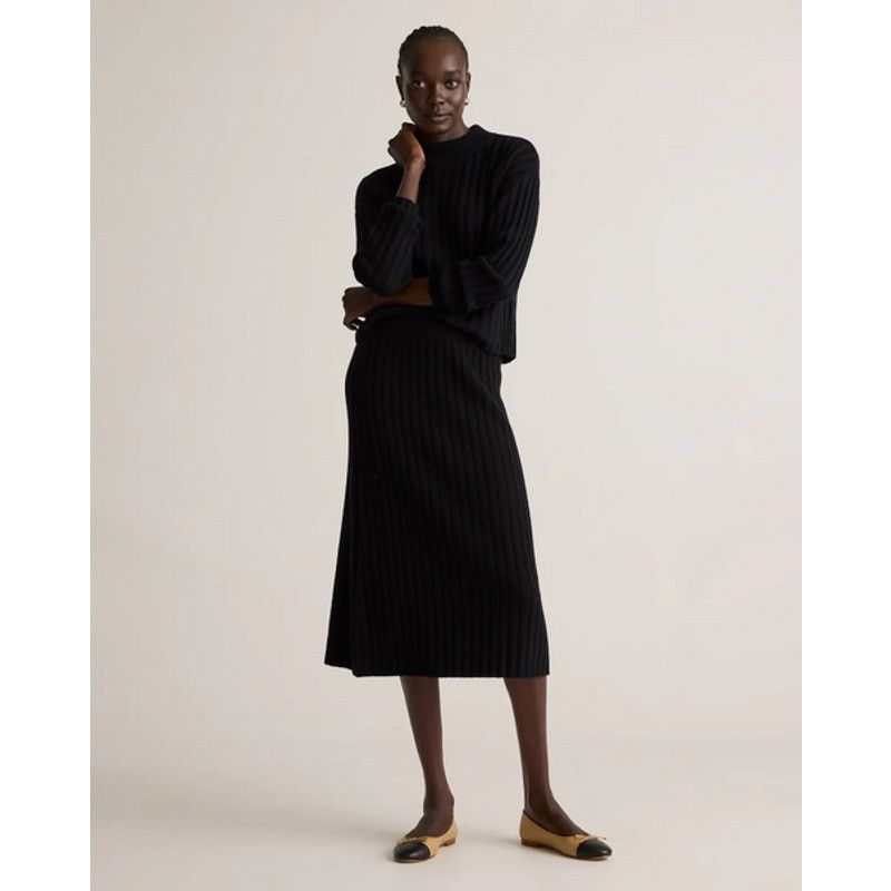 Quince Quince Mongolian Cashmere Black Midi Skirt NWT Size S Size 27" / US 4 / IT 40 - 2 Thumbnail