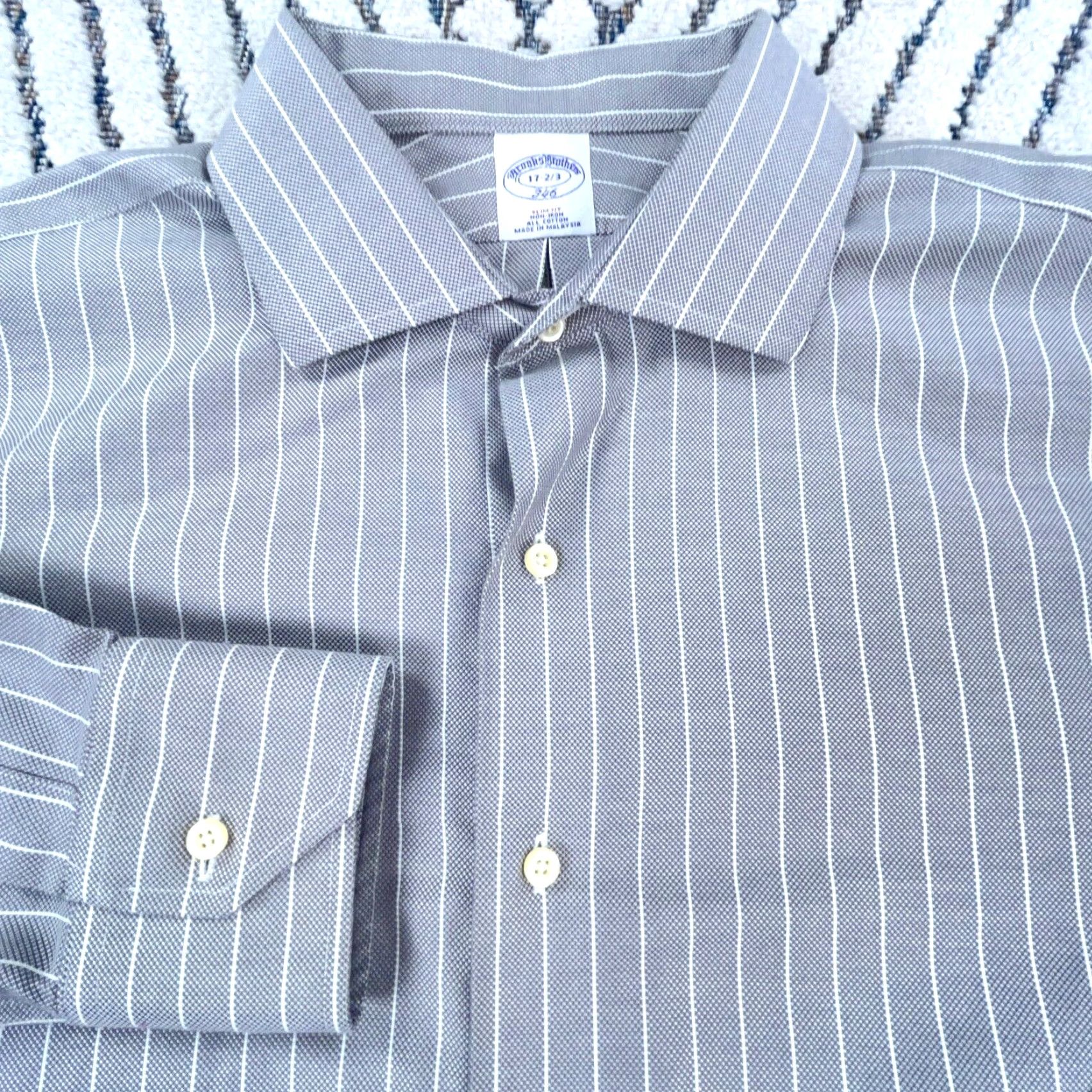 Brooks Brothers Brooks Brothers Shirt Men 17.5 Gray Oxford Cloth Button-Up Slim Fit Dress 346 Size 48R - 3 Thumbnail