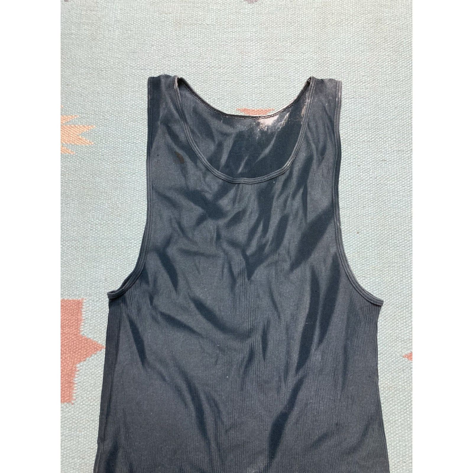 Fruit Of The Loom Fruit of the Loom ribbed tank top beater shirt faded black cotton soft goth XL Men's T-Shirt Size US XL / EU 56 / 4 - 3 Thumbnail