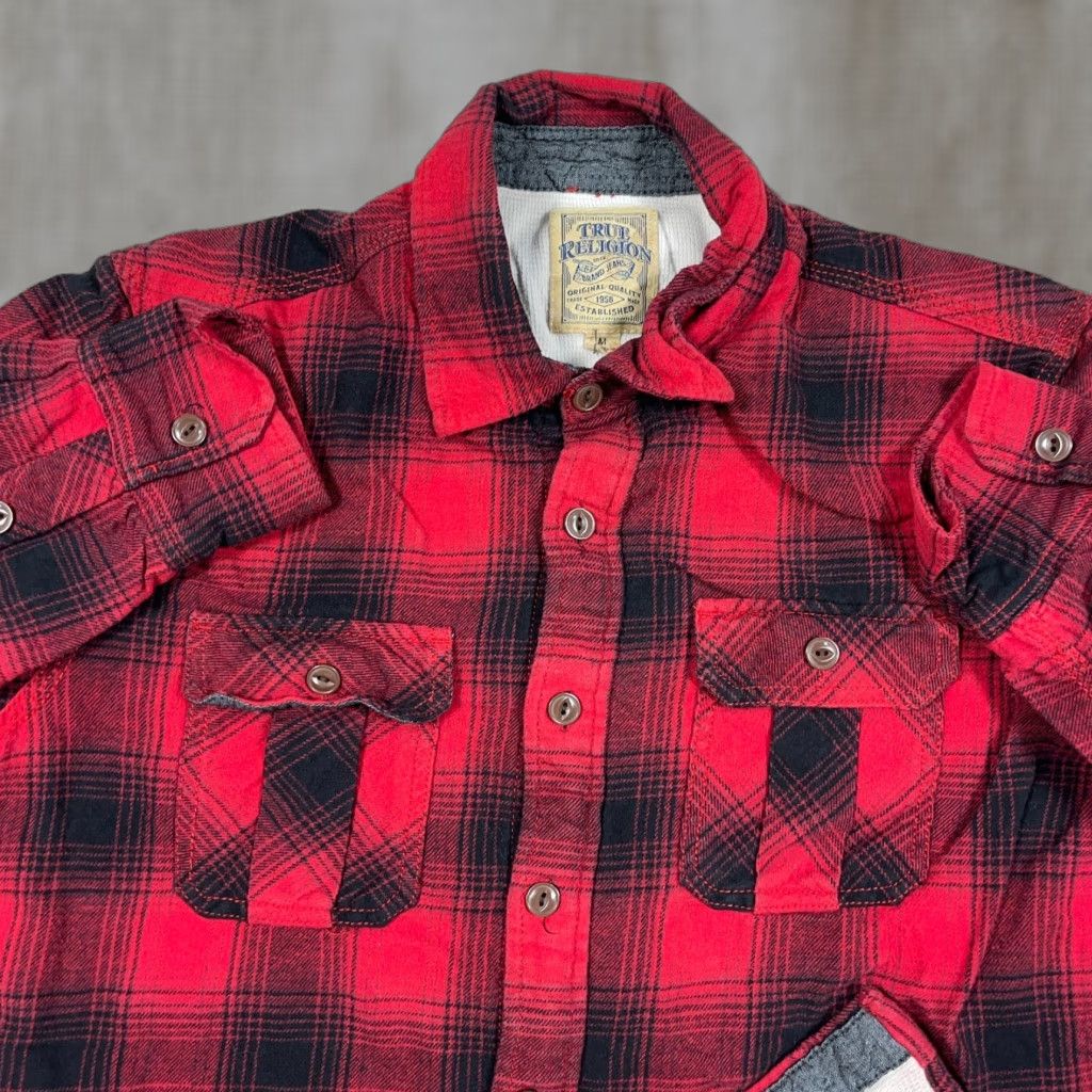True Religion True Religion Shacket Shirt Jacket Red Plaid Men M Lined Quilted Cotton Pocket Pearl Snap Button Vintage: No Size US M / EU 48-50 / 2 - 1 Thumbnail