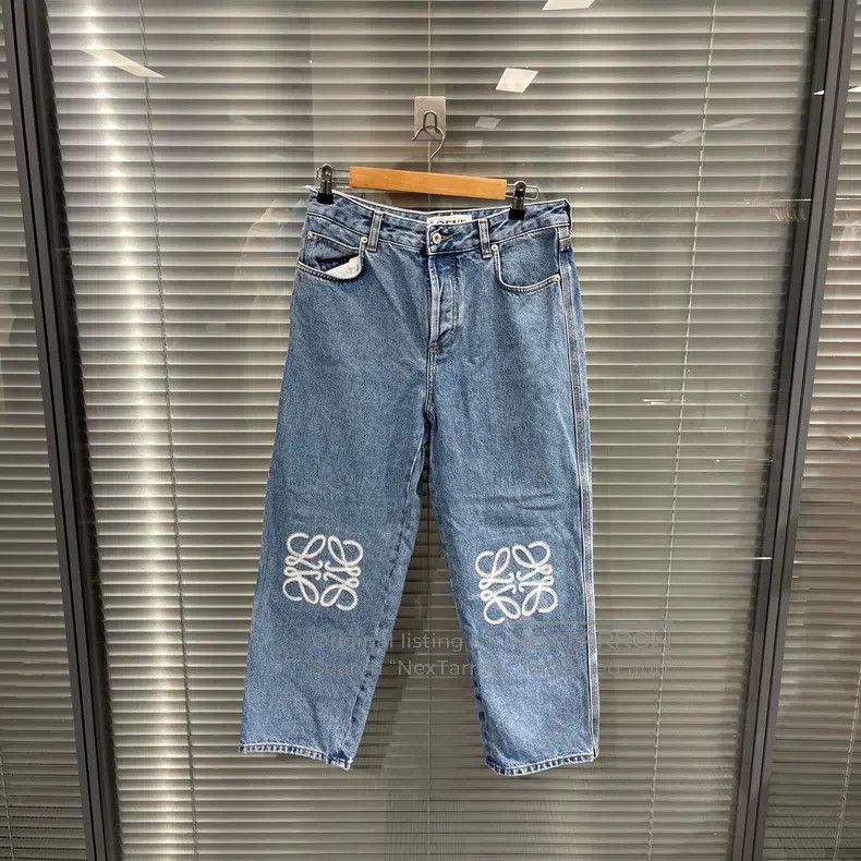 Loewe Loewe Back leather patch double knee embroidered denim tro Size 26" / US 2 / IT 38 - 2 Thumbnail