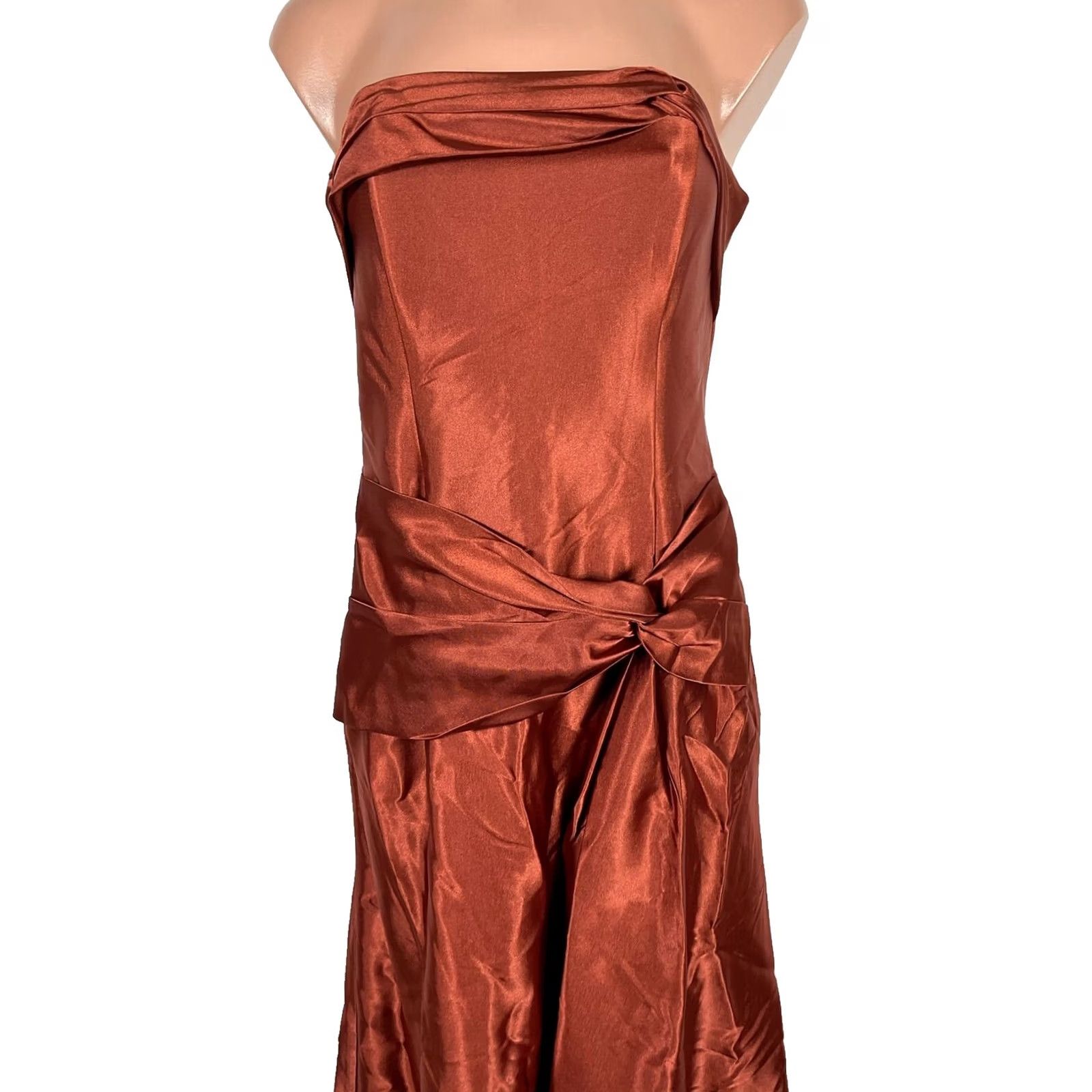 Jessica McClintock VINTAGE Jessica McClintock Dress Womens 8 copper Vtg 80s Strapless Satin Fit Flare Party Prom Size M / US 6-8 / IT 42-44 - 4 Thumbnail