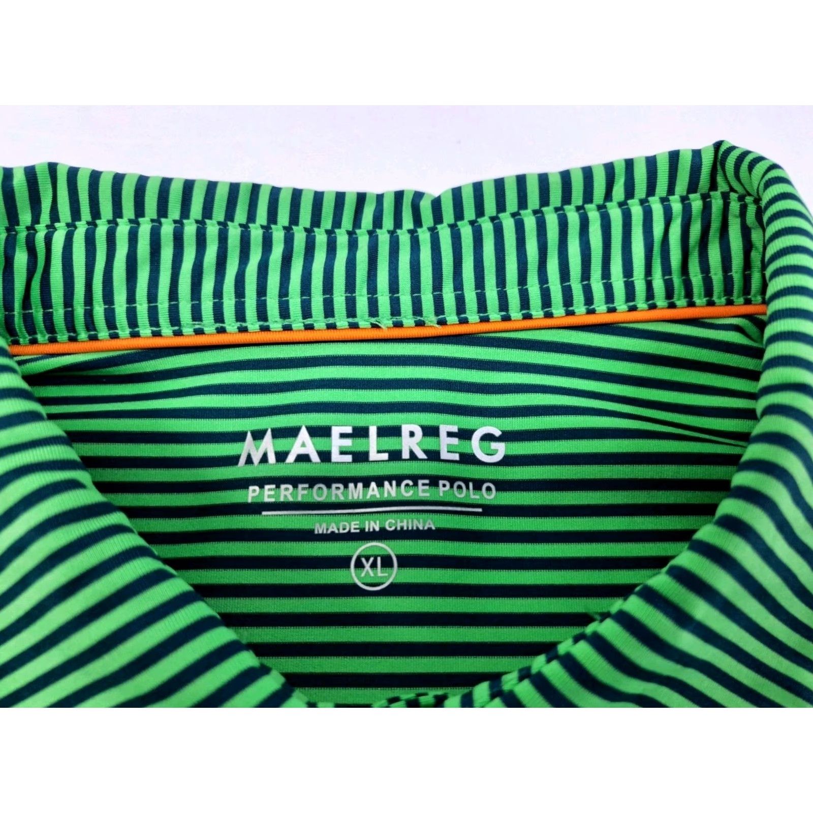 Vintage Maelreg Mens Performance Short Sleeve Polo Shirt Green/Blue Striped XL Polo Shirt Mens Regular Slim? Size US XL / EU 56 / 4 - 3 Thumbnail