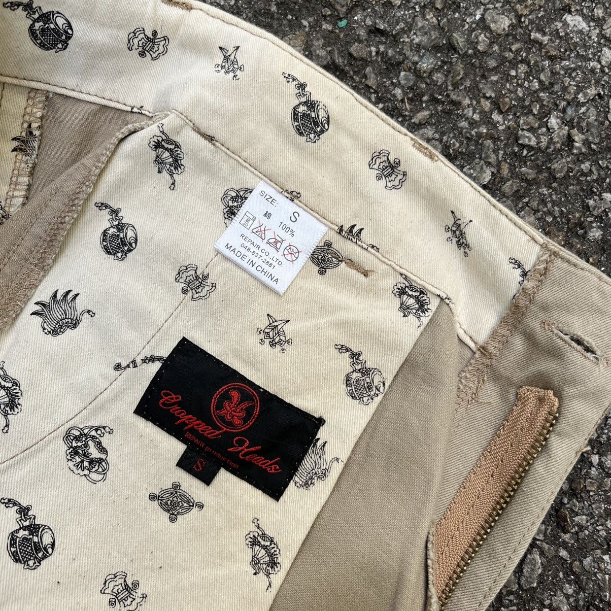 Hysteric Glamour Embroidery Evisu Sukajan Pants Cropped Heads Khaki Chino Size US 30 / EU 46 - 9 Thumbnail
