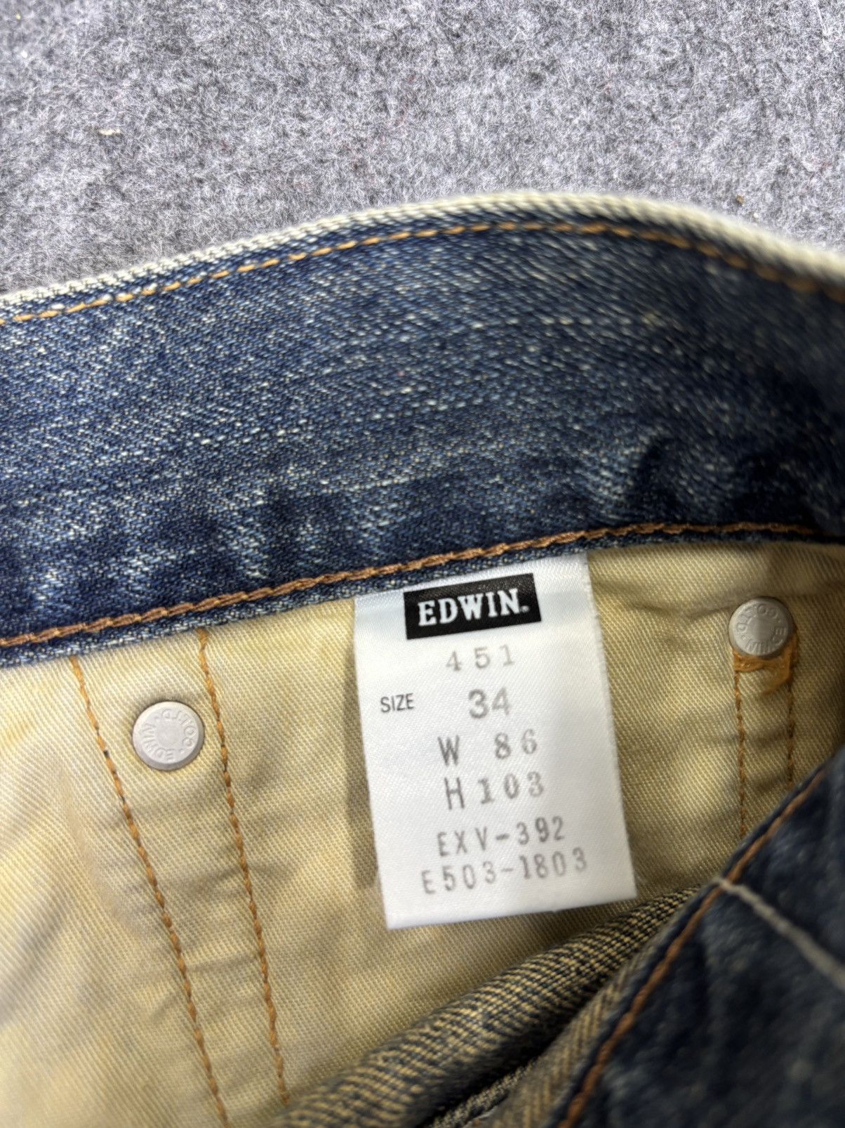 Edwin 💥Wide💥Sick Edwin 451 Mud Wash Raw Fades Denim F954 Size US 35 - 14 Thumbnail