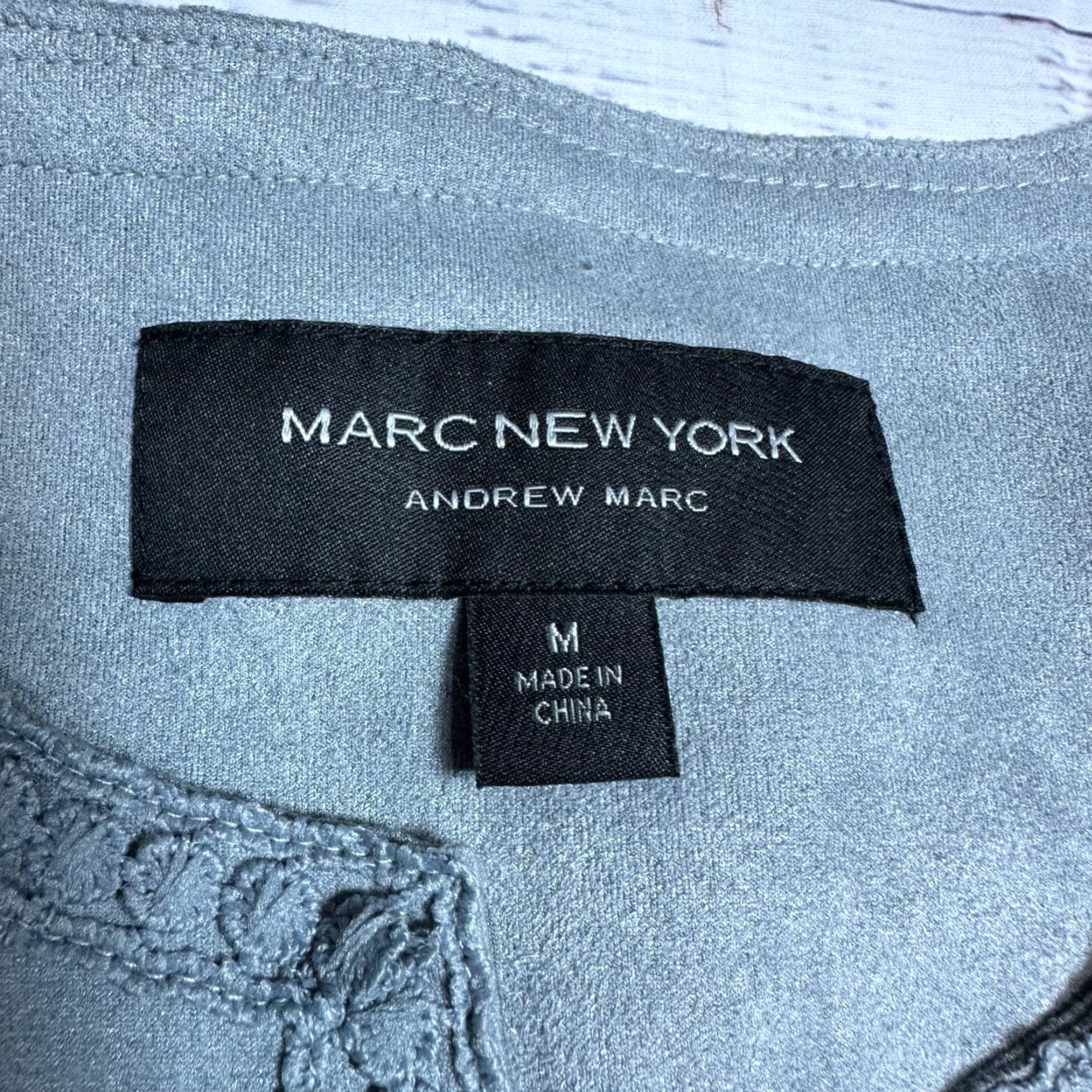 Vintage Marc New York Open Front Jacket 3/4 Sleeve Suede Gray Glitter Fringe Women M Jacket Size M / US 6-8 / IT 42-44 - 7 Thumbnail