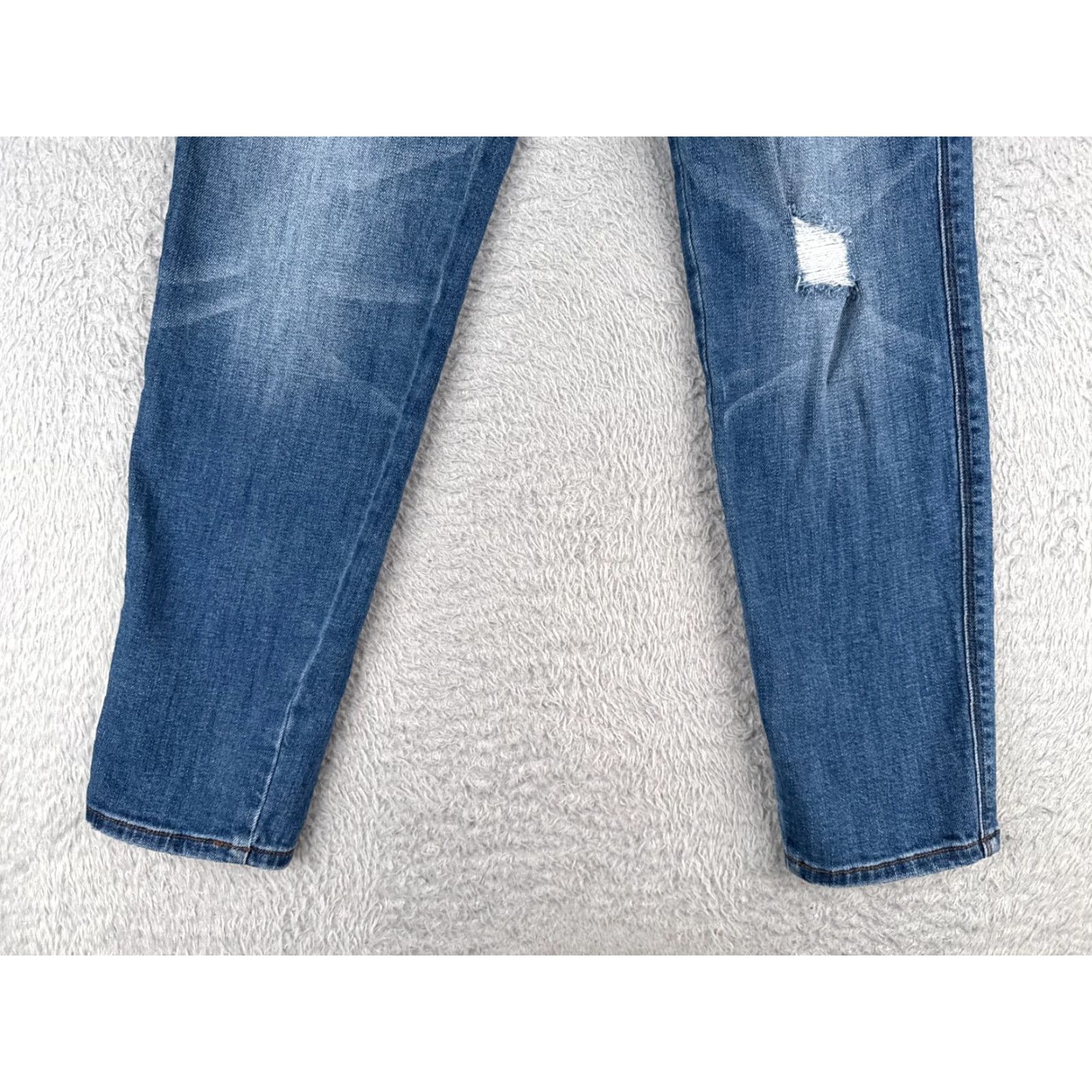 American Eagle Outfitters Ceros Jeans Womens 25 Blue Distressed Skinny Mid Rise Cotton Blend Zip 25x28 Jeans Size 42" / US 20 - 2 Thumbnail