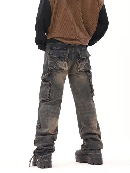 image of Vintage Washed Faded Y2K Hiphop Carpenter Jeans in Blue Fade, Men's (Size 32)