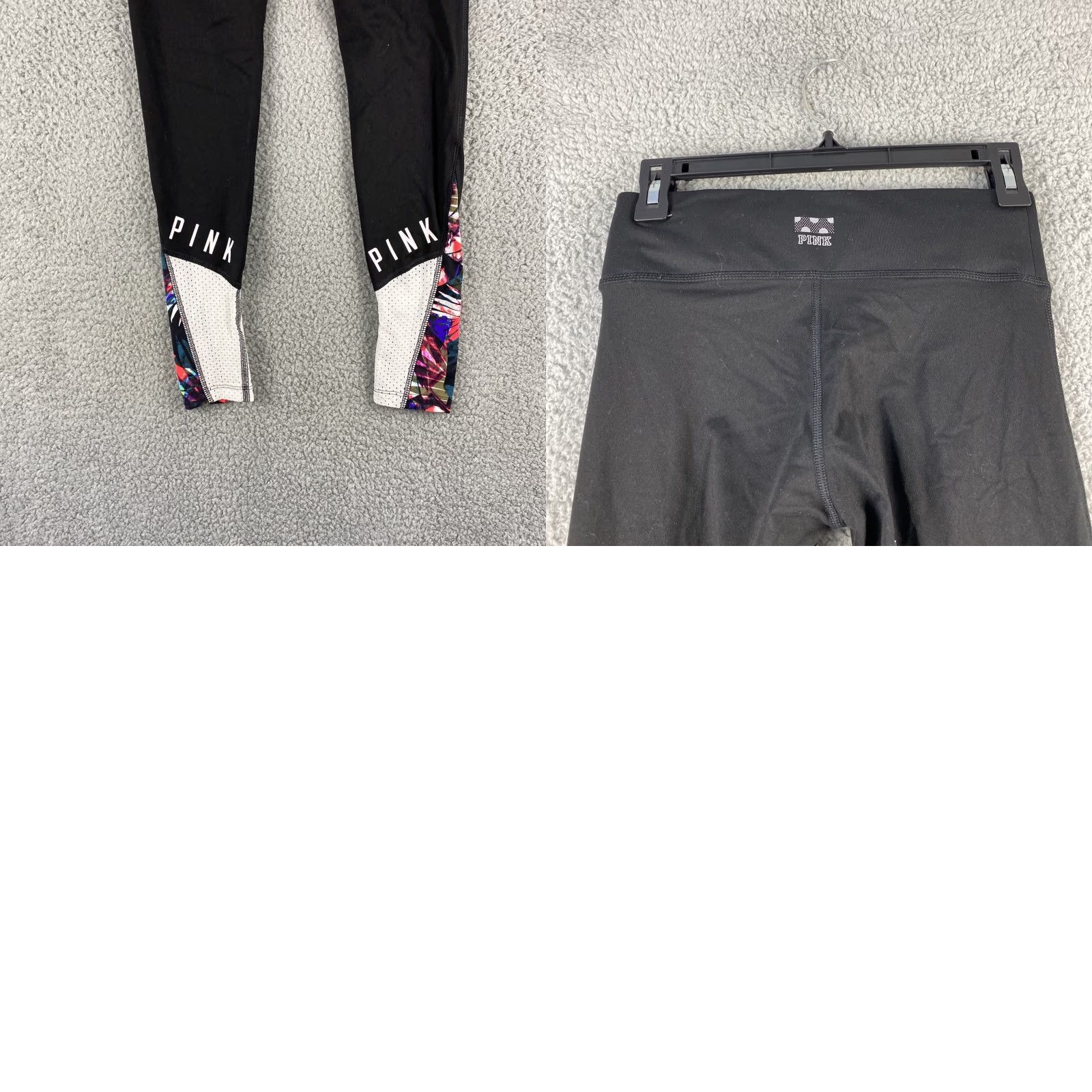 Vintage Victoria's Secret PINK Leggings - Women's XS Black Elastic Waist Jegging Activewear 39-29 Cross Theme Size 26" / US 2 / IT 38 - 8 Thumbnail