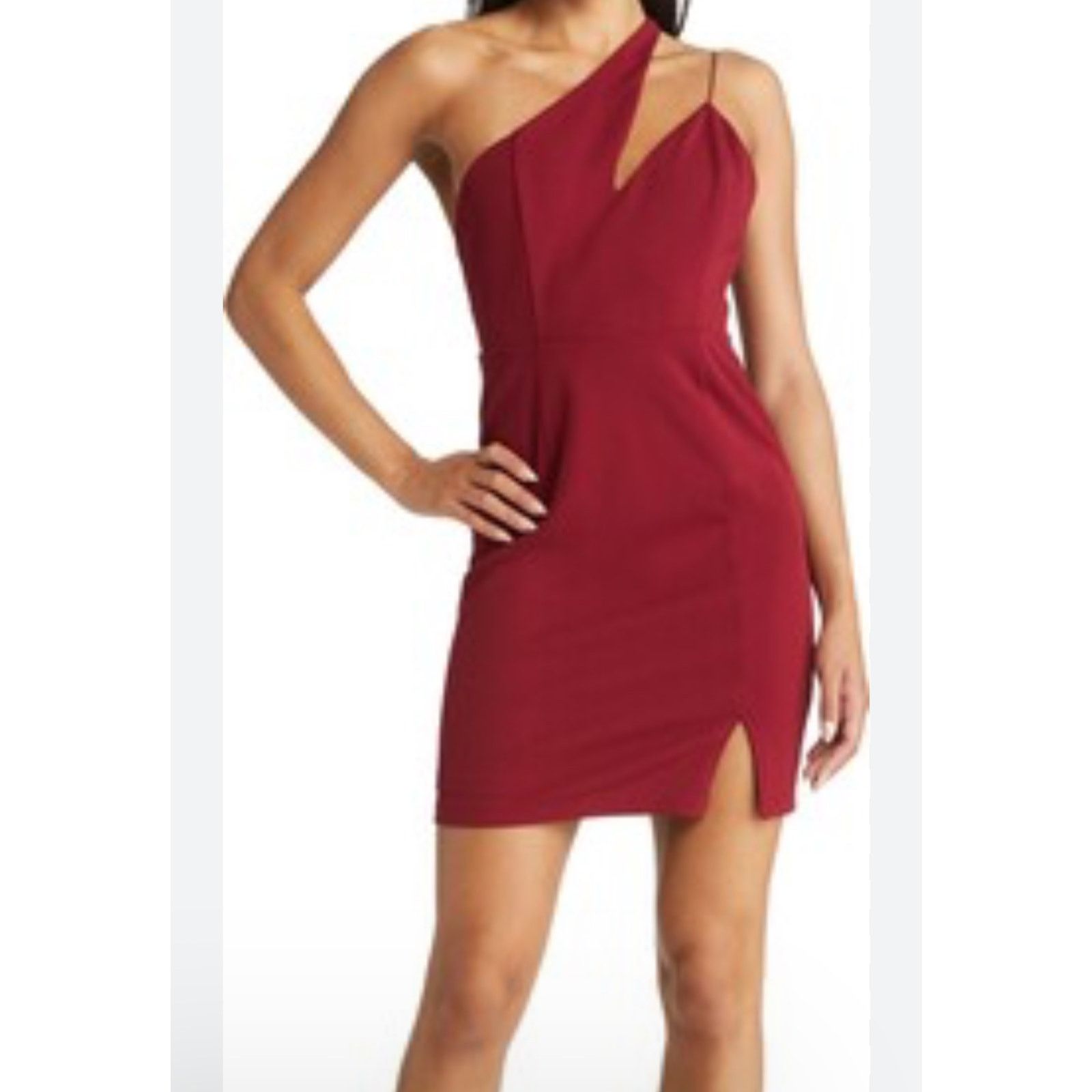 Other Lulus Womens One Shoulder Cutout Cocktail Mini RedBurgundy Size S / US 4 / IT 40 - 1 Thumbnail