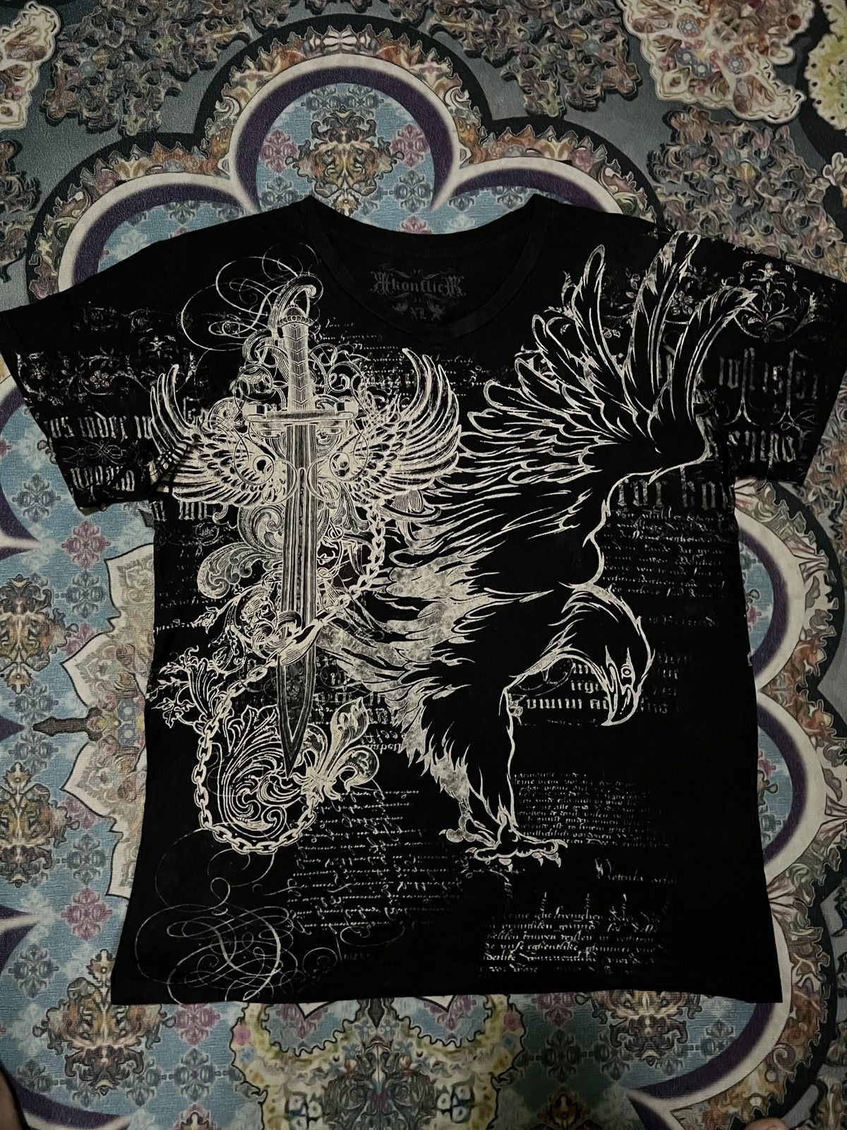 Affliction × Vintage Vintage Y2K Konflic Sword Eagle Chains AOP Tee Size US L / EU 52-54 / 3 - 2 Thumbnail