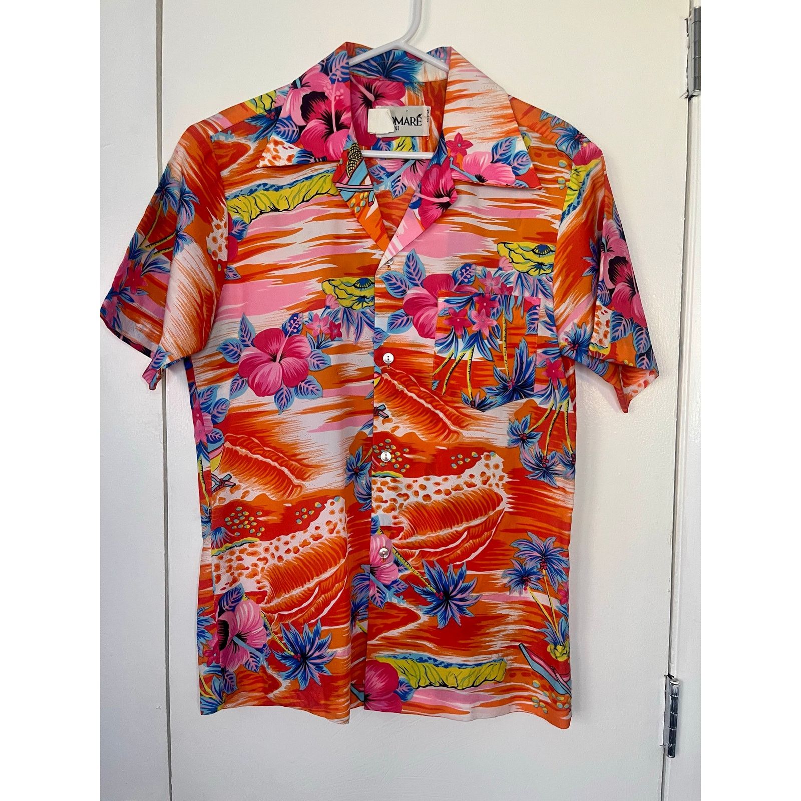 Vintage Vintage 60 Pomare Hawaii Orange Tiki Floral Blouse Small Med Size US S / EU 44-46 / 1 - 1 Thumbnail
