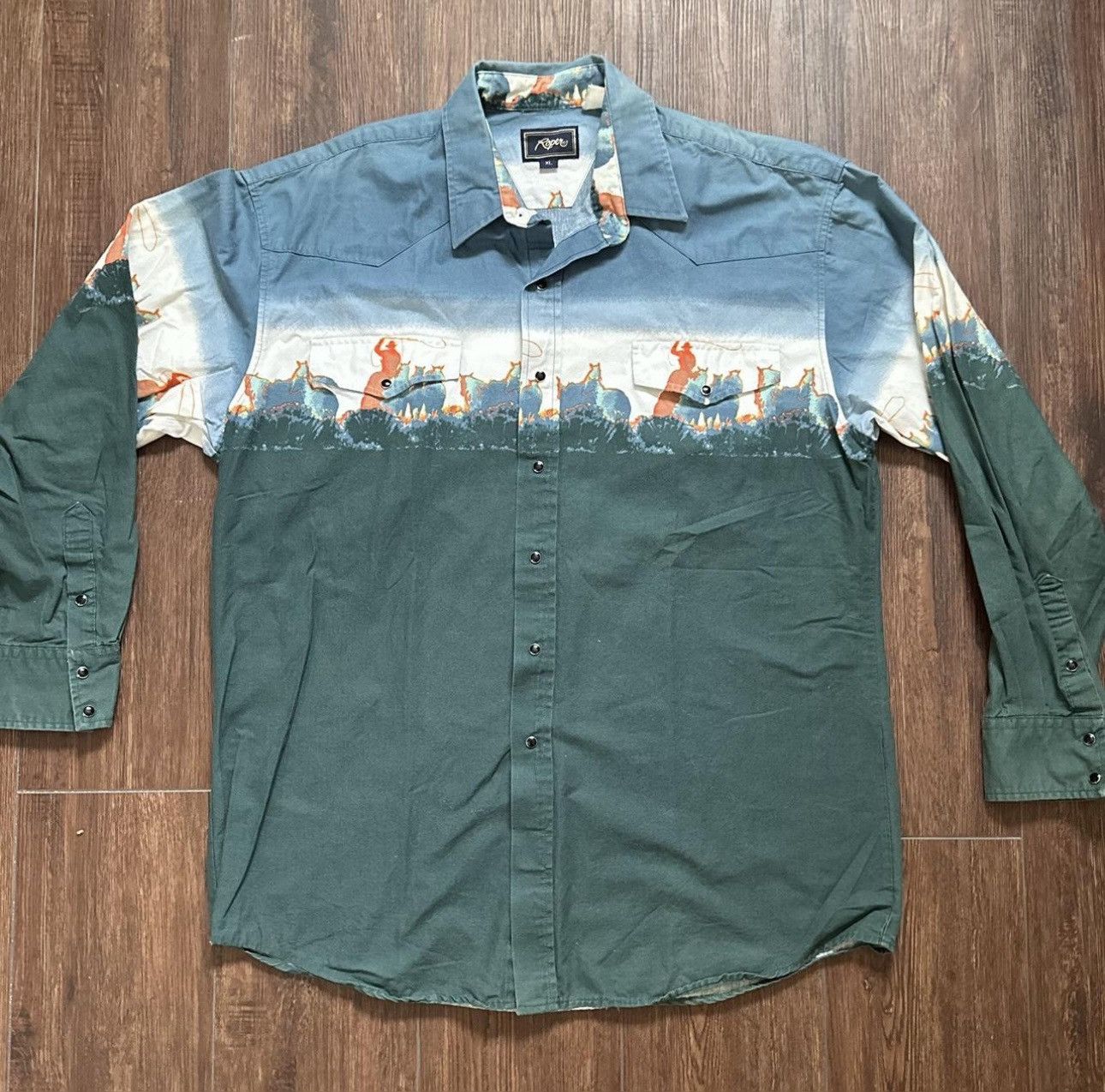 Roper Roper Cowboy Rodeo Pearl Snap Button Up Size US XL / EU 56 / 4 - 1 Thumbnail