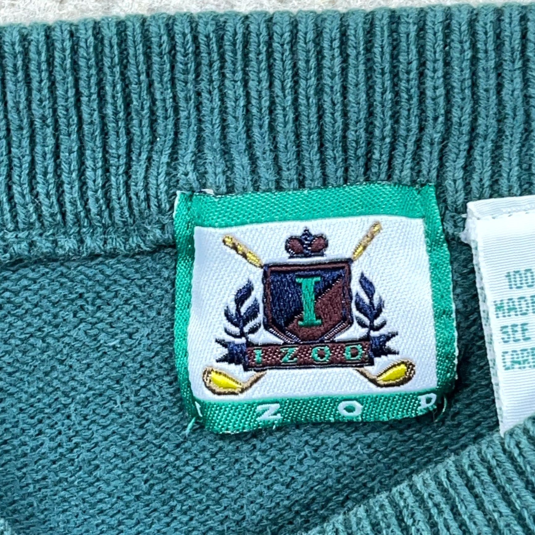 Izod VINTAGE IZOD Golf Sweater Men Large Green Heavy Knit Embroidered Grandpa 90s Size US L / EU 52-54 / 3 - 3 Thumbnail