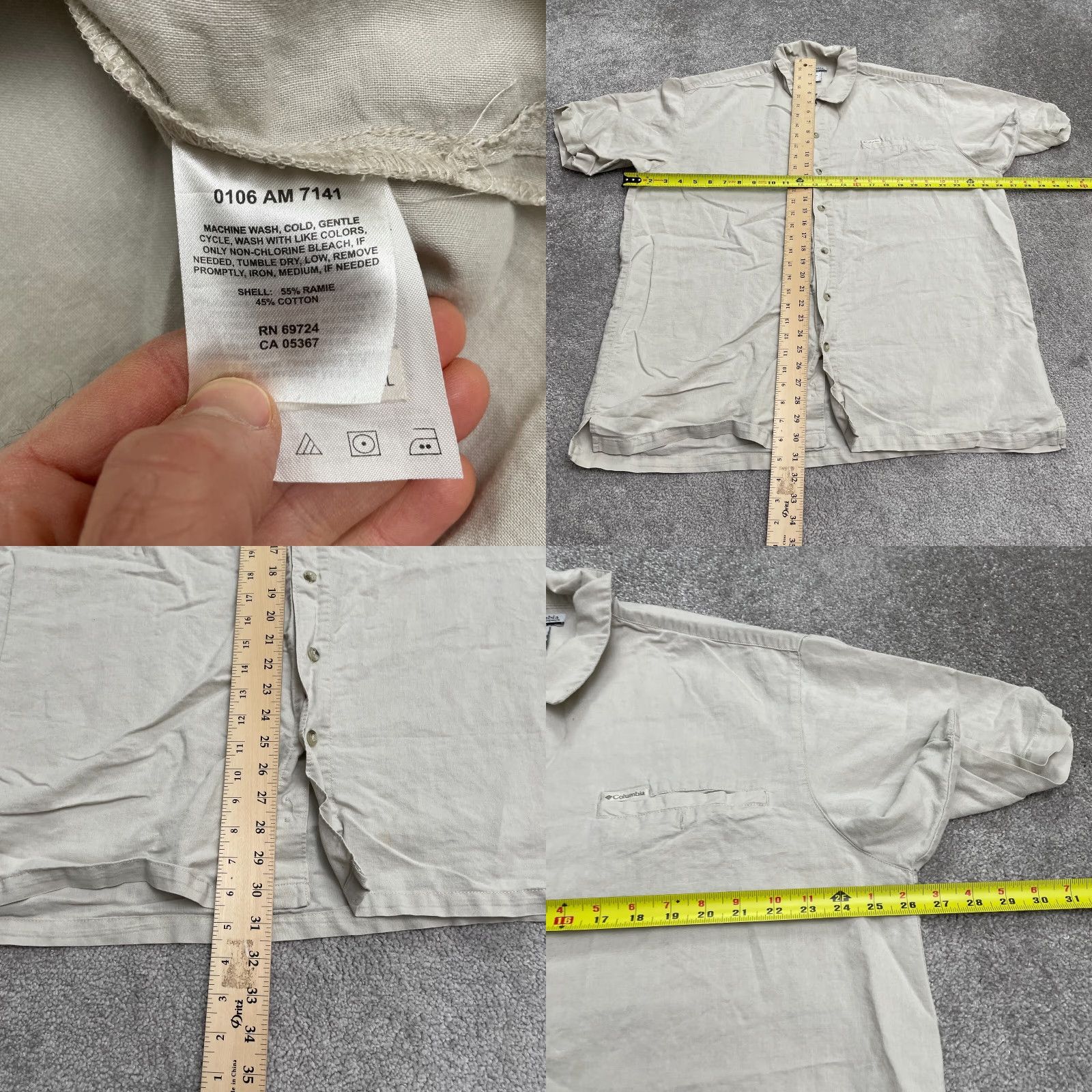 Vintage Columbia Shirt Mens 2XL Gray Short Sleeve Button-Down Pocket Casual Size US XXL / EU 58 / 5 - 8 Thumbnail