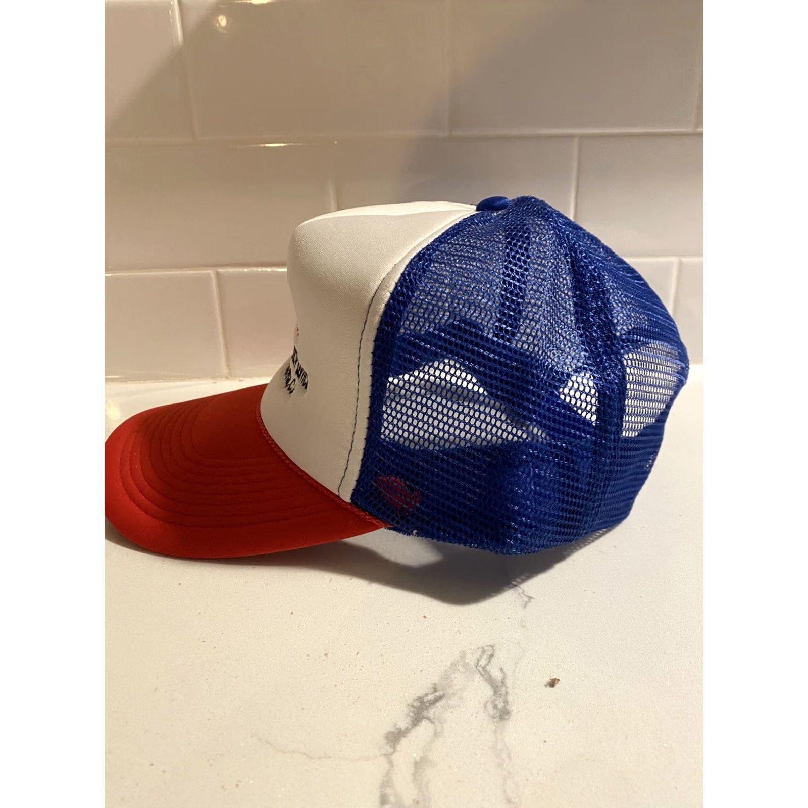 Vintage VINTAGE HaT McCoys Poultry Service “This is a Chicken Outfit” Farm Ranch SnapBack Hat Men Adjustable Blue Chicken Hat Mens Size ONE SIZE - 2 Thumbnail