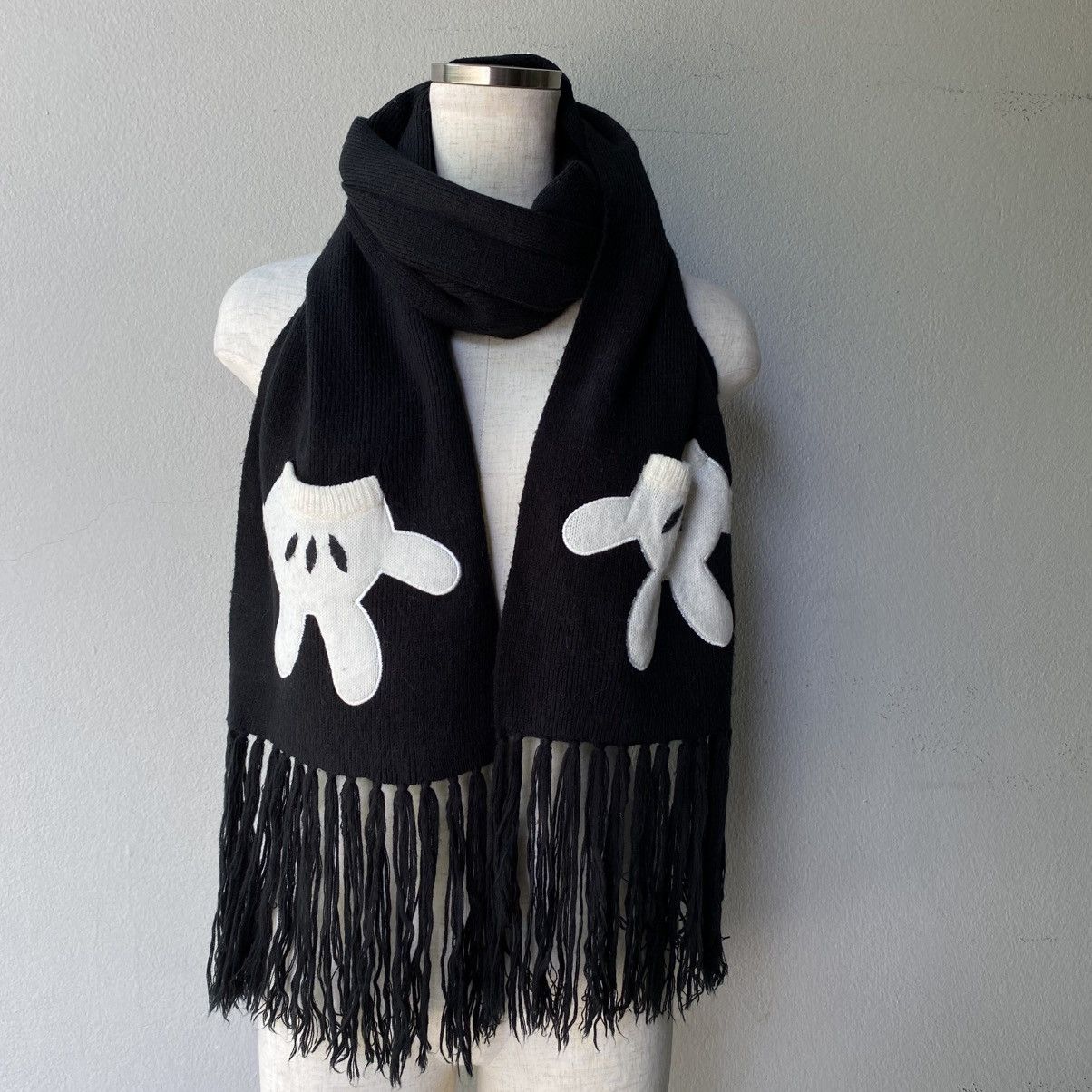 Disney Disney Black Scarf with White Glove Motif and Fringe Size ONE SIZE - 3 Thumbnail