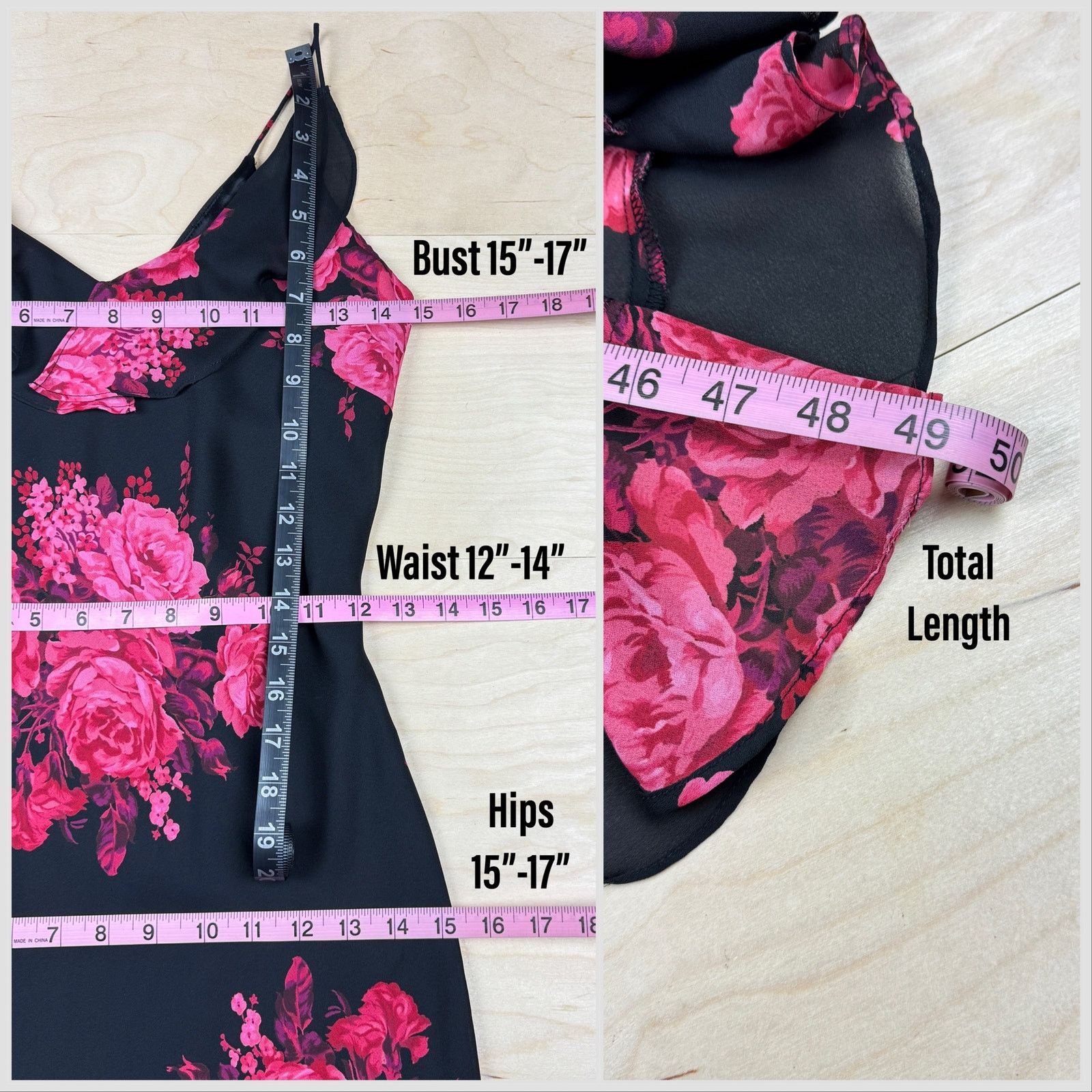 Express × Vintage Vintage Y2K Black and Pink Floral Ruffle Slipdress Size XS / US 0-2 / IT 36-38 - 5 Thumbnail