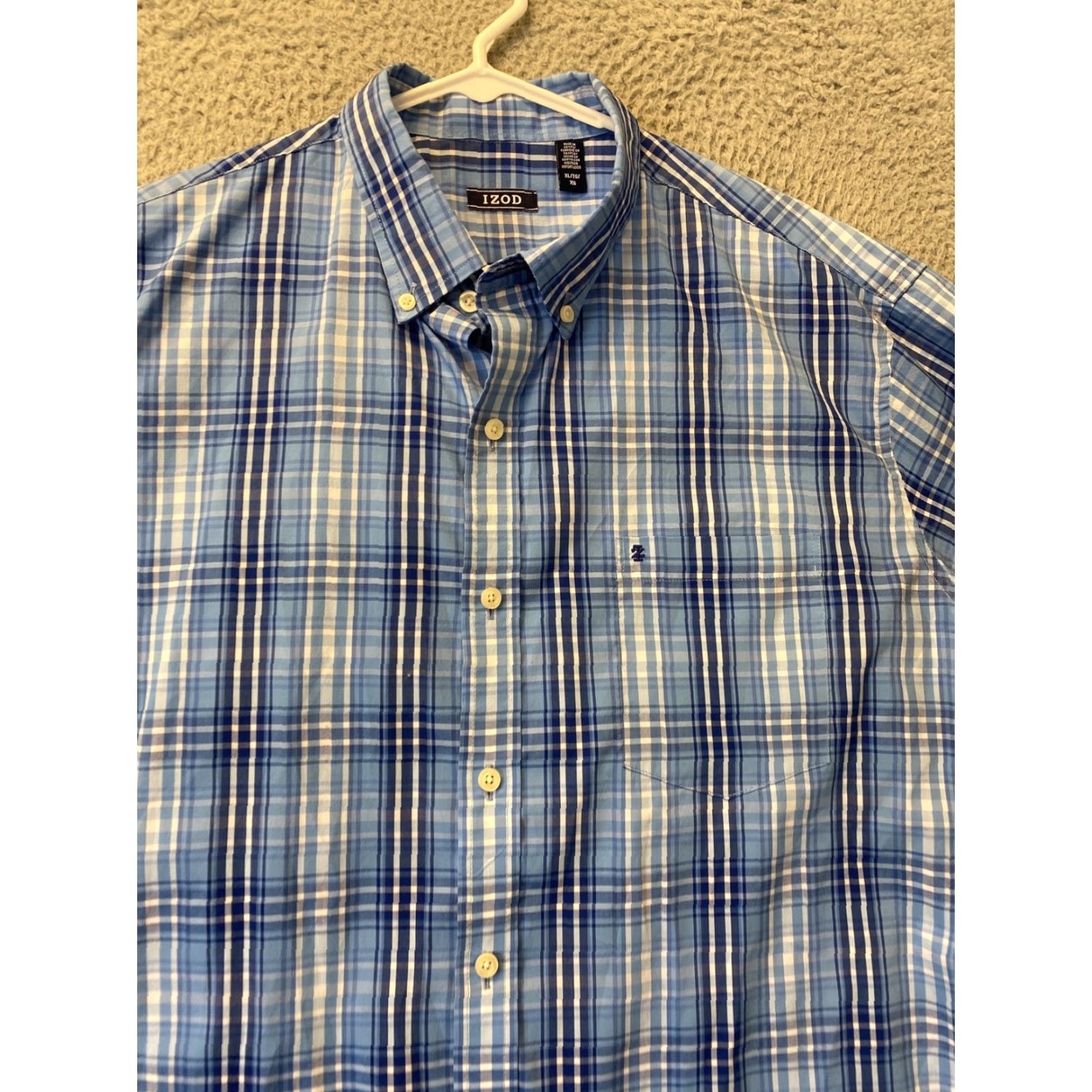 Izod Izod Tucker Shirt Plaid Button-Up Long Sleeve Blue XL Classic Fit Mens Size US XL / EU 56 / 4 - 3 Thumbnail