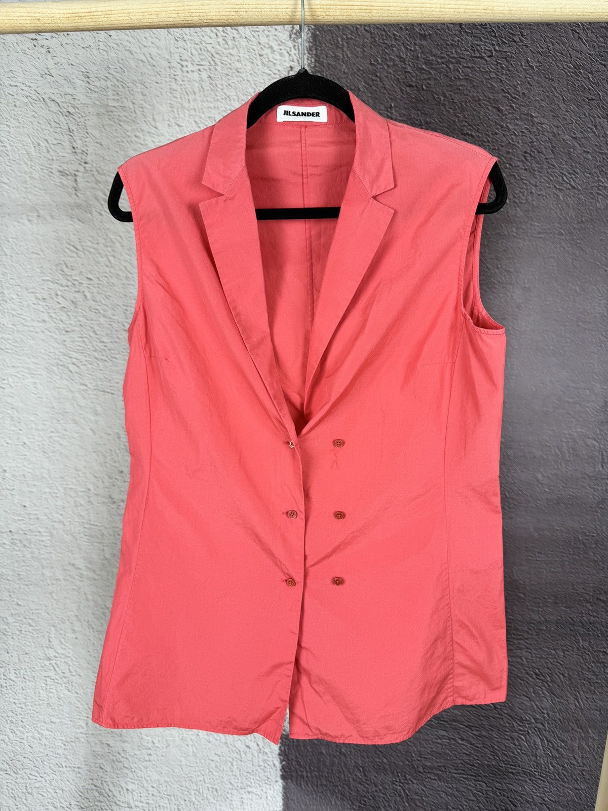 Jil Sander Jil Sander Double-Breasted Coral Sleeveless Blazer Vest Size L / US 10 / IT 46 - 2 Thumbnail