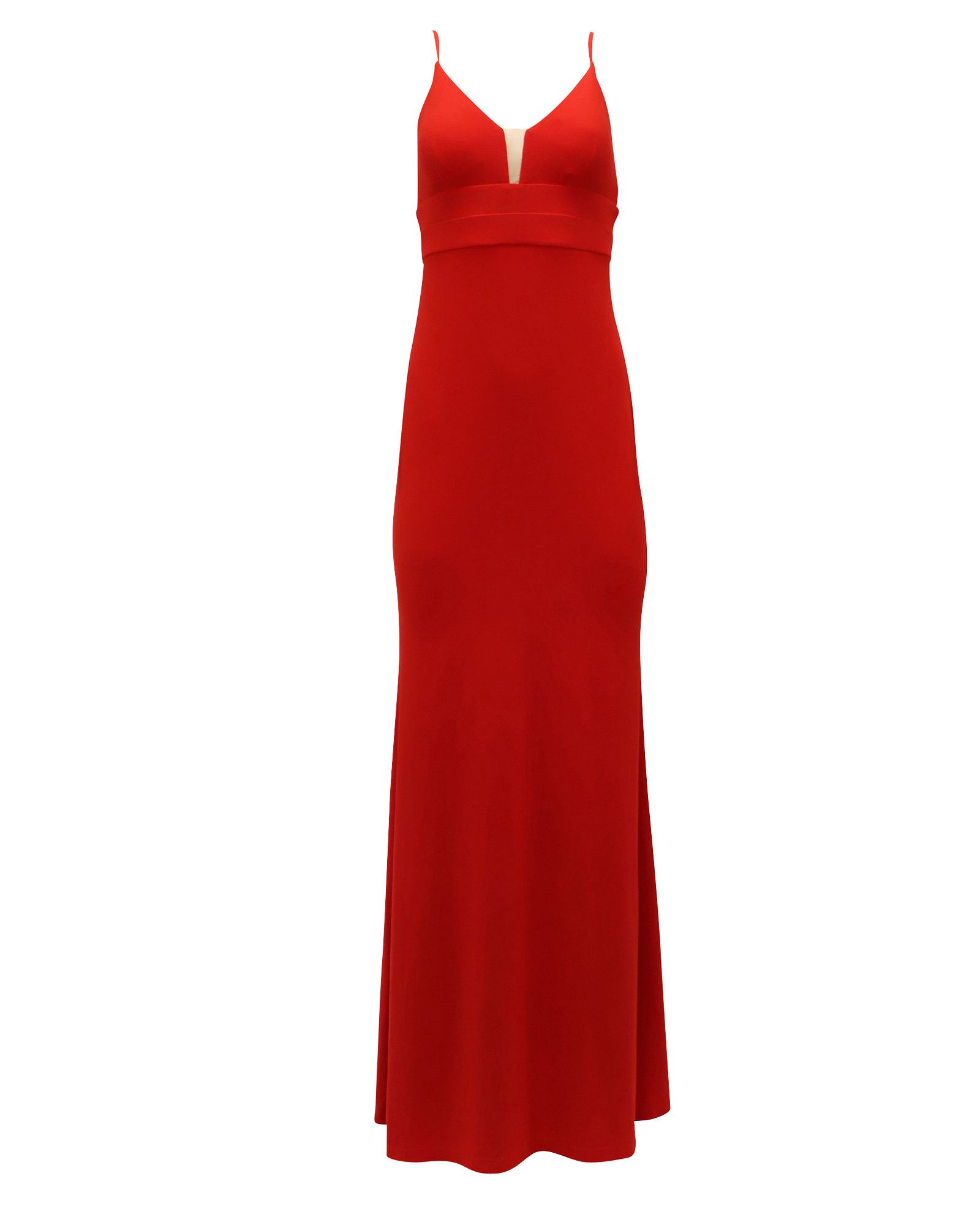 Calvin Klein Calvin Klein V-Neck Long Gown in Red Polyester Size XS / US 0-2 / IT 36-38 - 1 Thumbnail