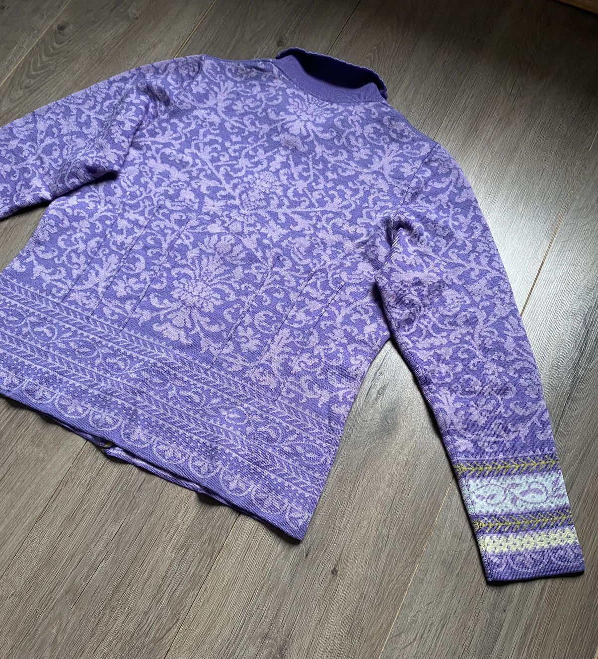 Coogi Oleana Espeland Norway Flowers Wool Button Knit Cardigan Size M / US 6-8 / IT 42-44 - 10 Thumbnail