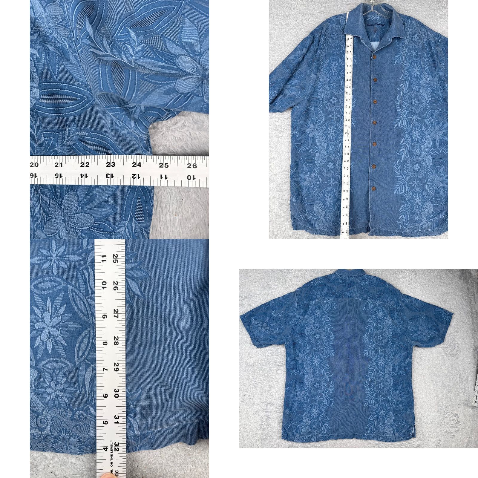 Tommy Bahama Tommy Bahama Shirt Men Large Blue Wood Button Up 100% Silk Floral Leaf Beach Size US L / EU 52-54 / 3 - 8 Thumbnail