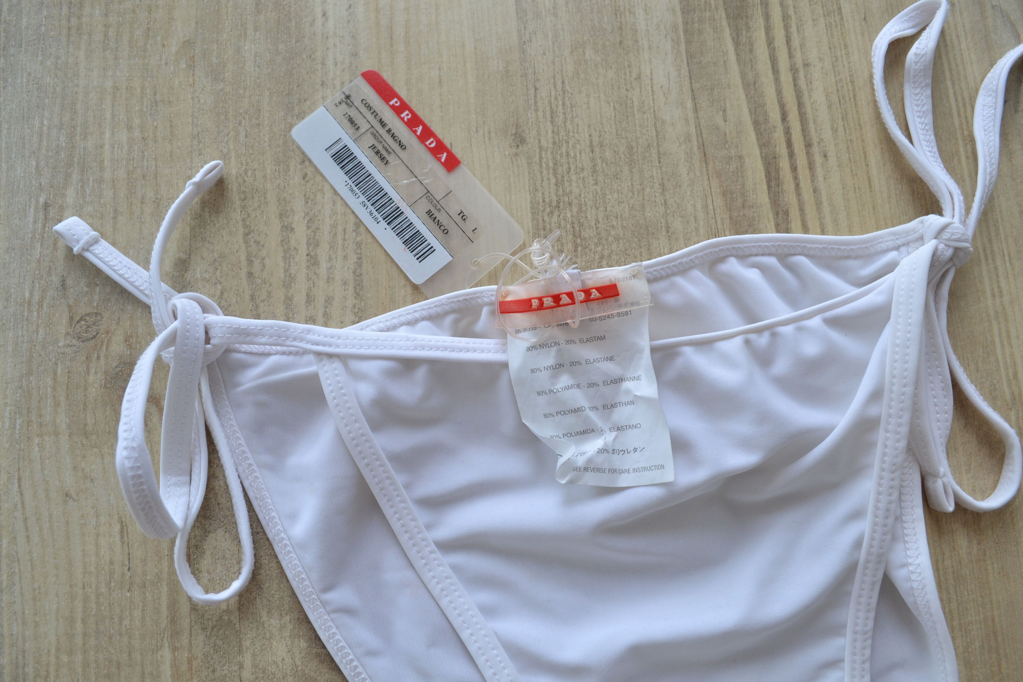 Prada PRADA Bikini Beachwear Red Tab Nylon Swimwear White Size ONE SIZE - 4 Thumbnail