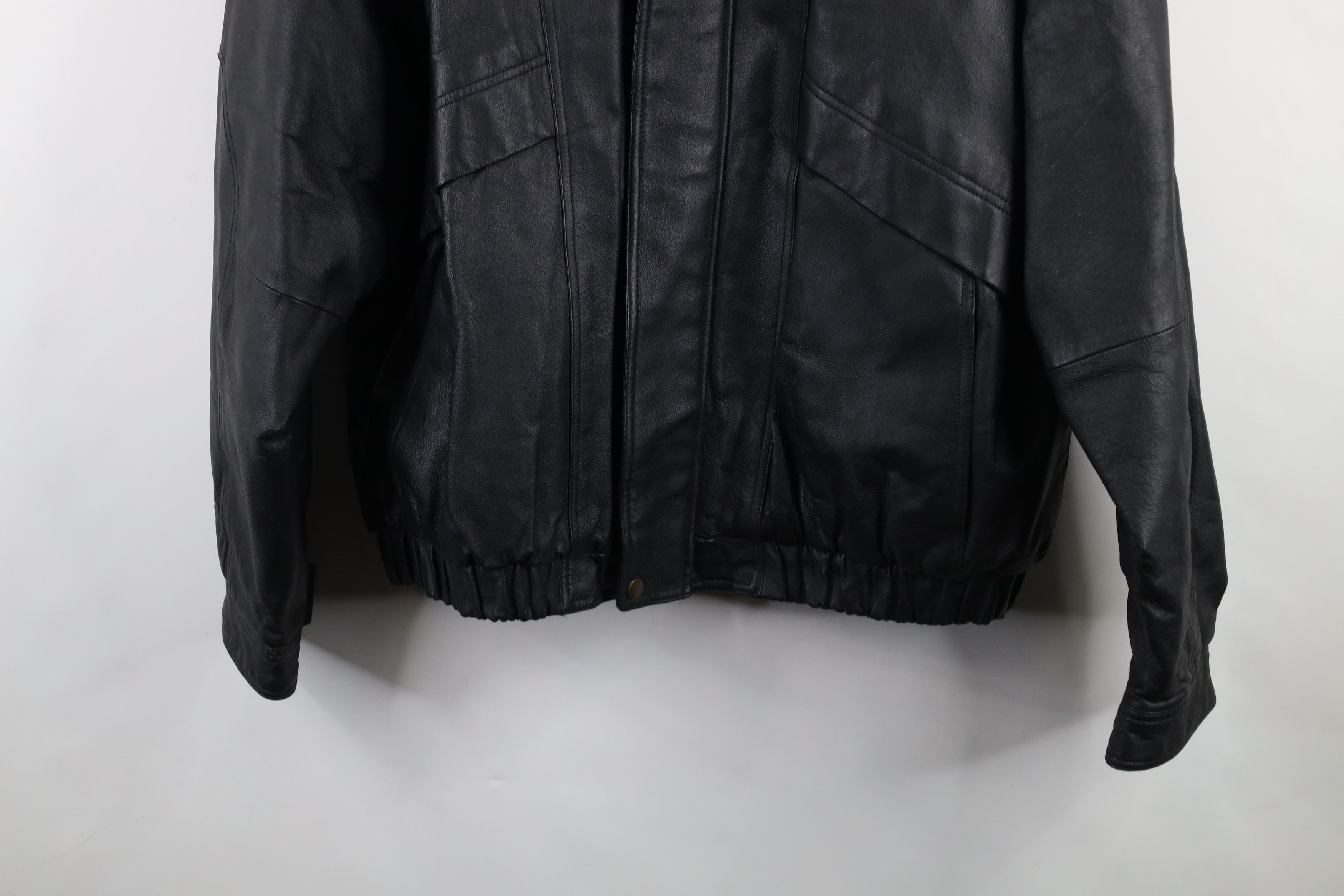Vintage Vintage 90s Streetwear Quilted Leather Bomber Jacket Black Size US XL / EU 56 / 4 - 3 Thumbnail