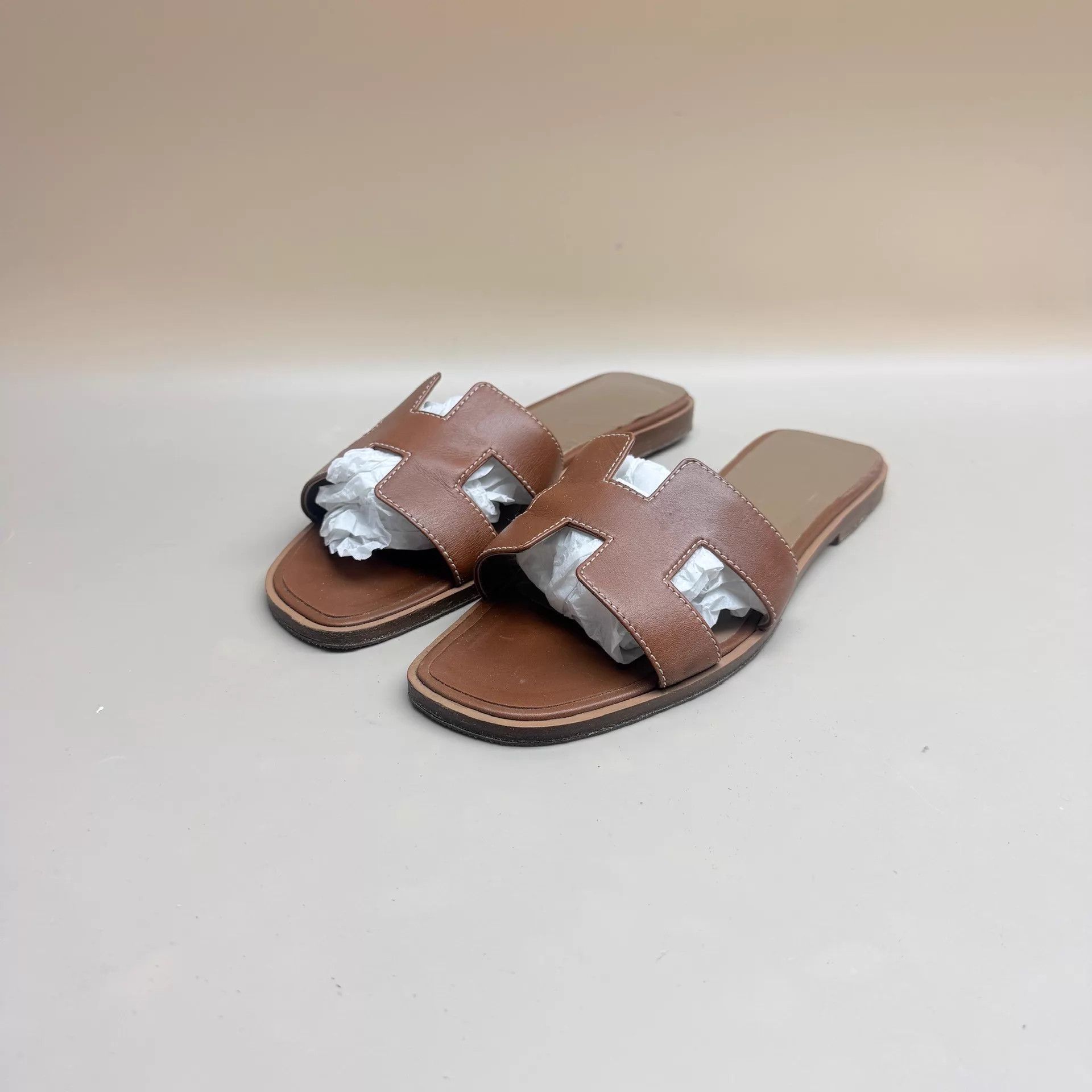 Hermes Hermes H Slippers Dark Brown 38 99 New Size US 7.5 / IT 37.5 - 1 Thumbnail