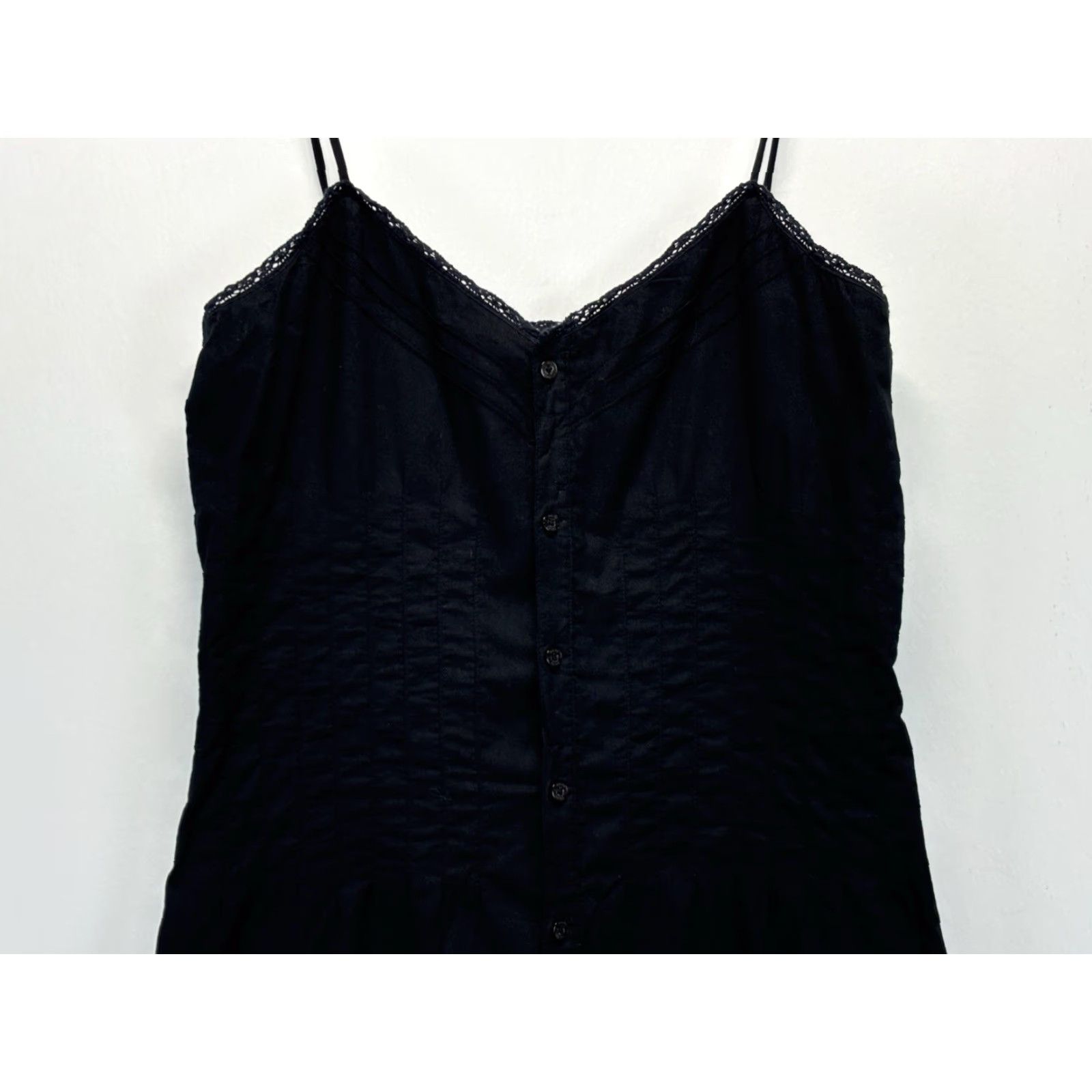 Ralph Lauren VINTAGE RALPH LAUREN Little Black Dress Shirt-Grade Mini Sleeveless Pintuck Button Front Y2K Grunge Womens Small Black Size S / US 4 / IT 40 - 3 Thumbnail