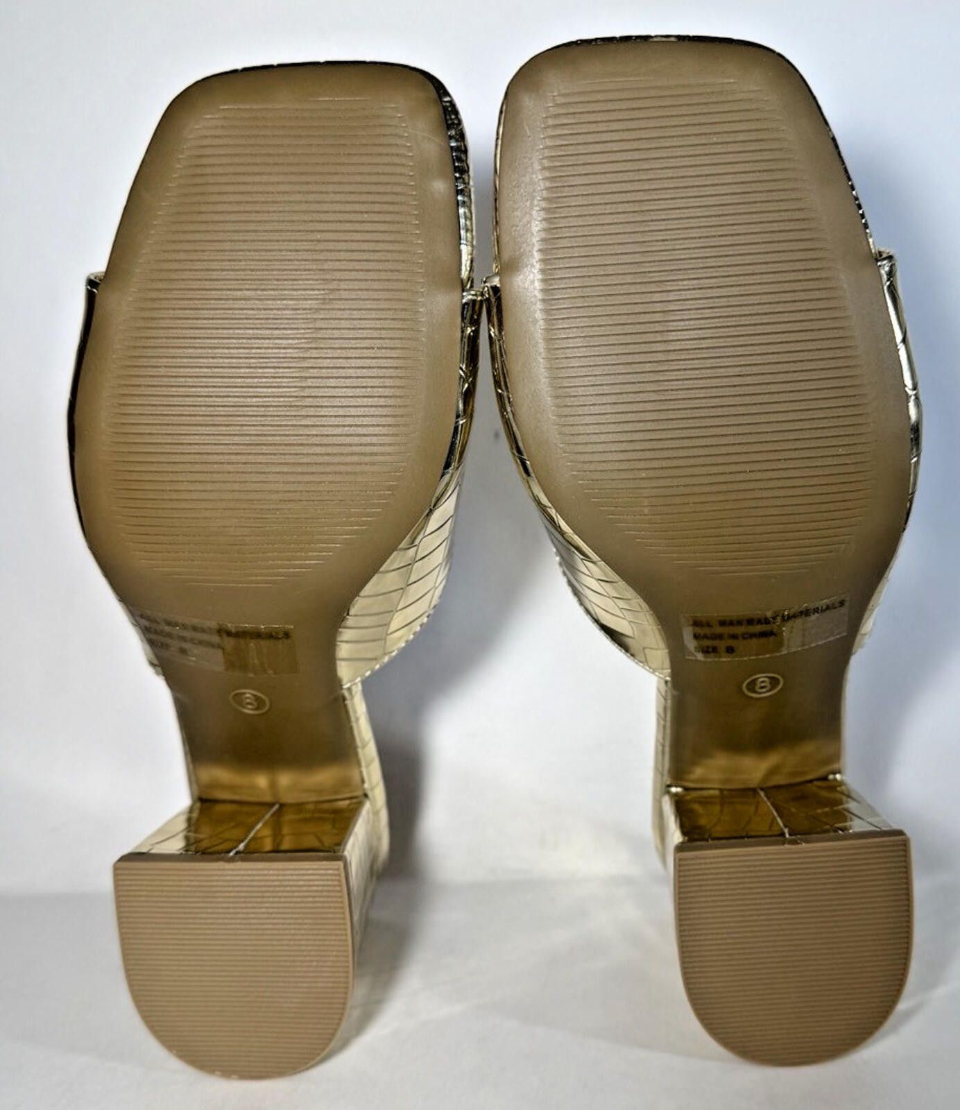 Fashion Nova FASHION NOVA Xylia Hardware Croc Mules Block Heel Gold Size US 8 / IT 38 - 5 Thumbnail