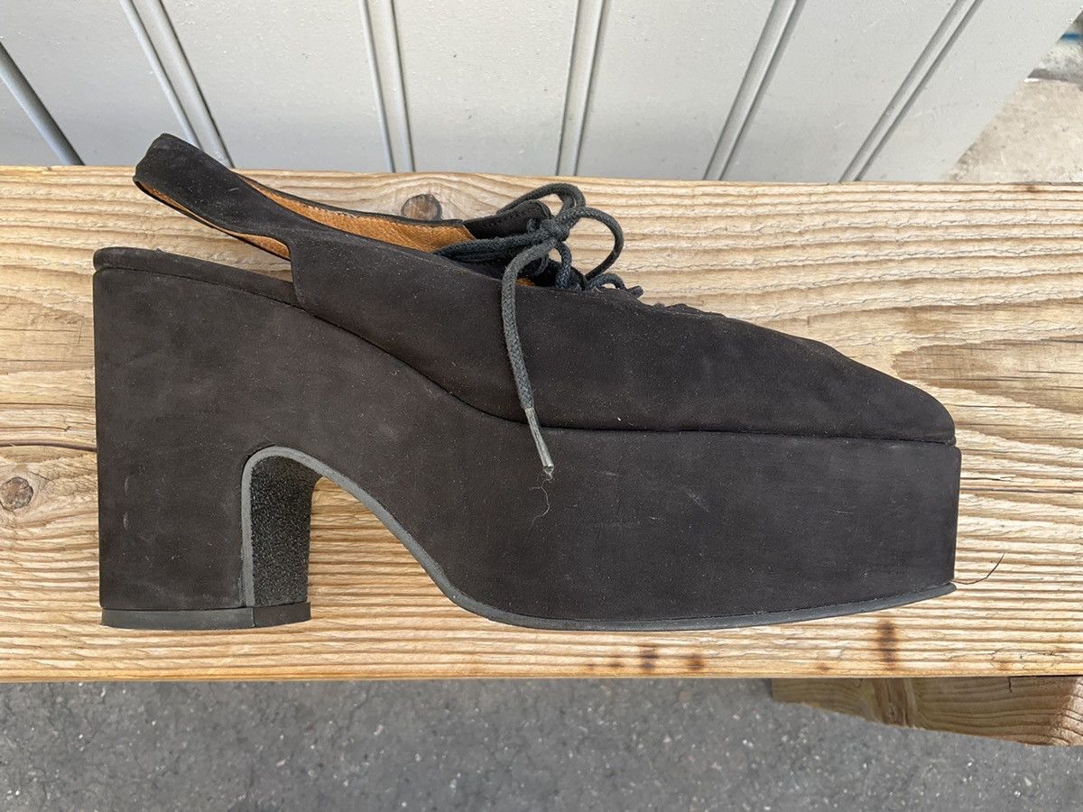 Vintage Brown leather retro-style wedge sandals by Janie Philip Size US 7 / IT 37 - 14 Thumbnail