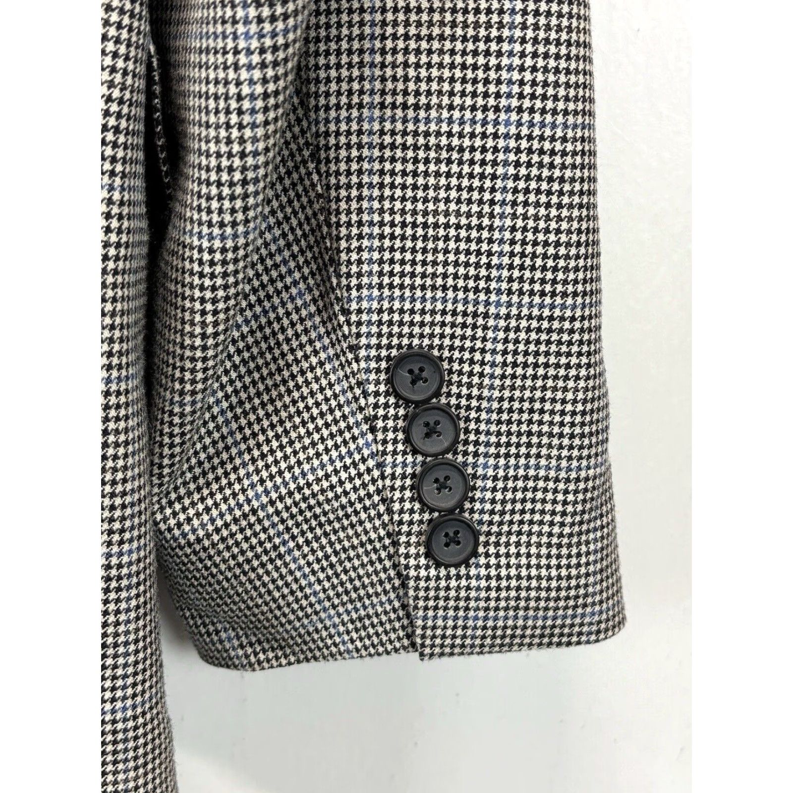 Brooks Brothers VINTAGE Brooks Brothers Blazer Mens 42L Silk Blend Houndstooth Classic Business Jacket Black White Size 40L - 4 Thumbnail