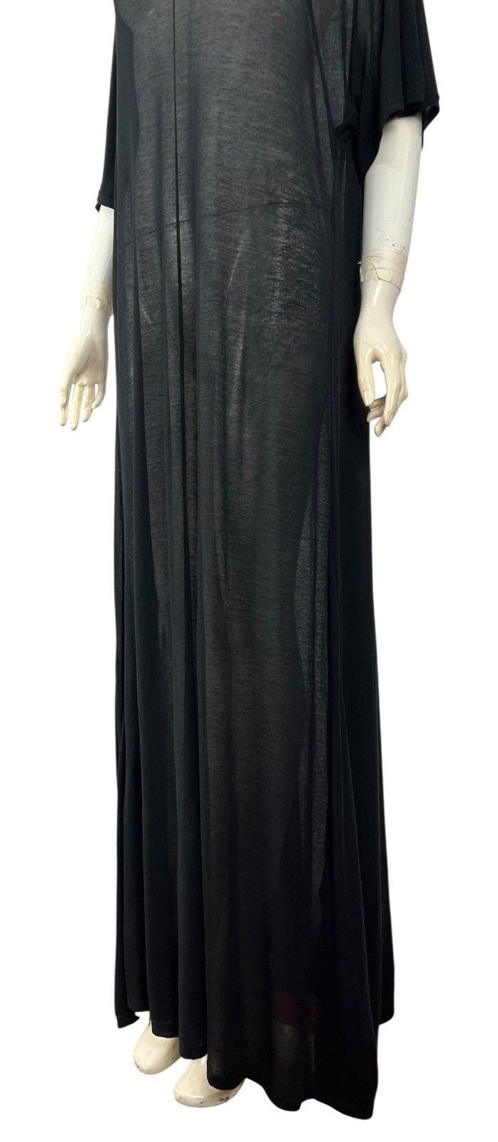 Yohji Yamamoto Yohji Yamamoto SS03 Sheer Black Cotton Jersey Maxi Dress Size L / US 10 / IT 46 - 6 Thumbnail