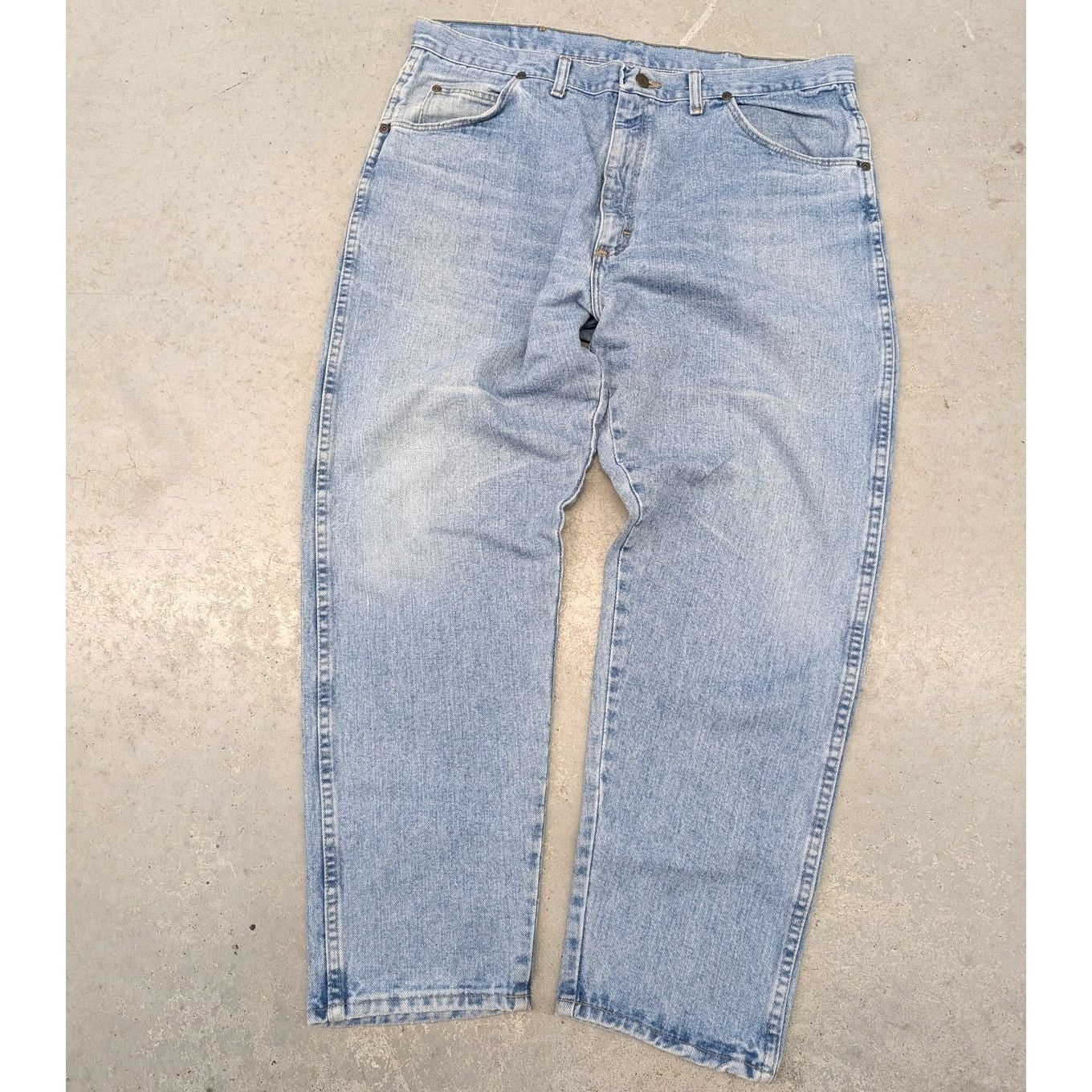 Vintage × Wrangler Vintage late 80s Wrangler Boot Zipper light blue denim jeans Size US 38 / EU 54 - 3 Thumbnail